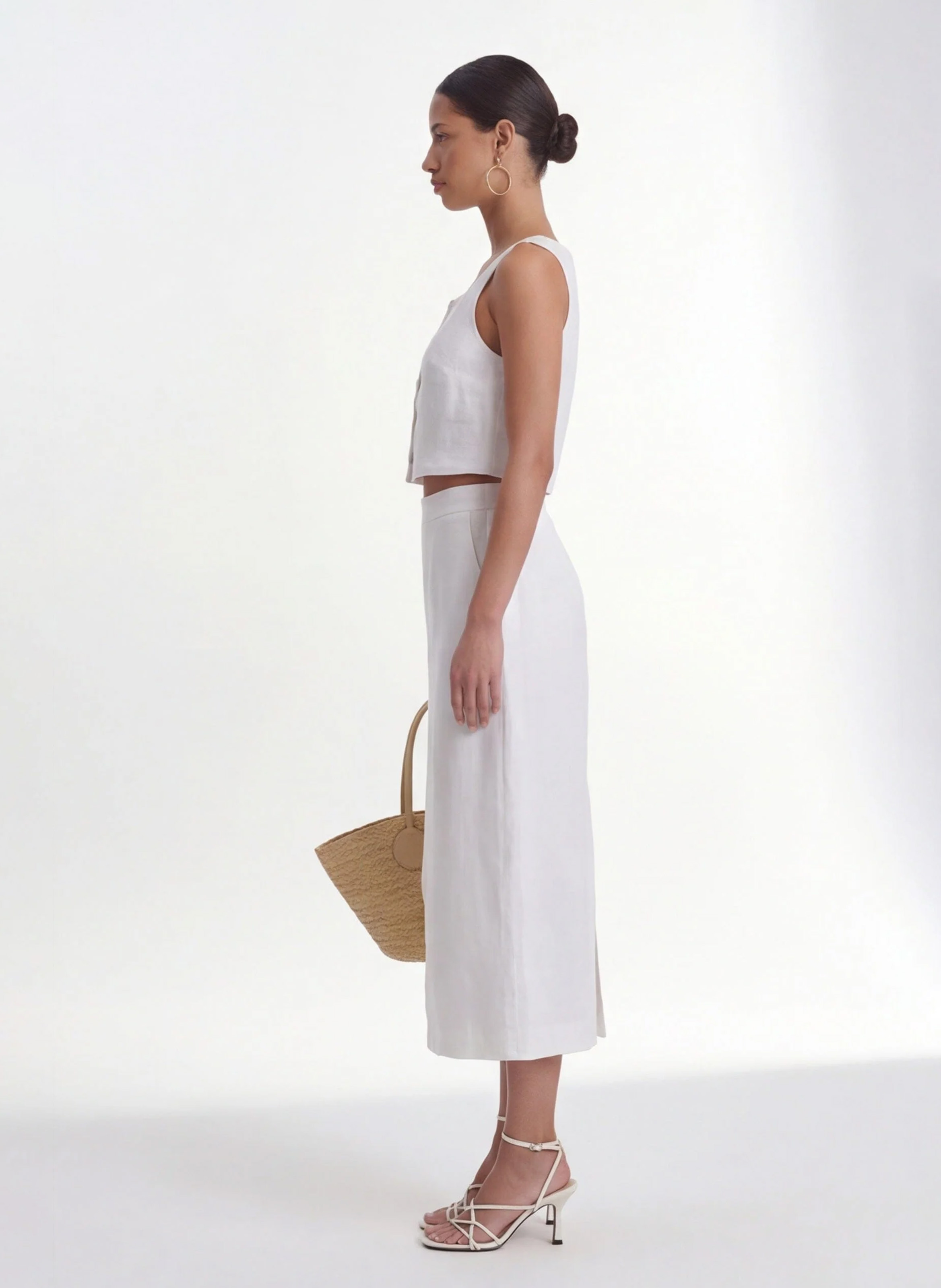 Top droit en lin KOOKAI Blanc