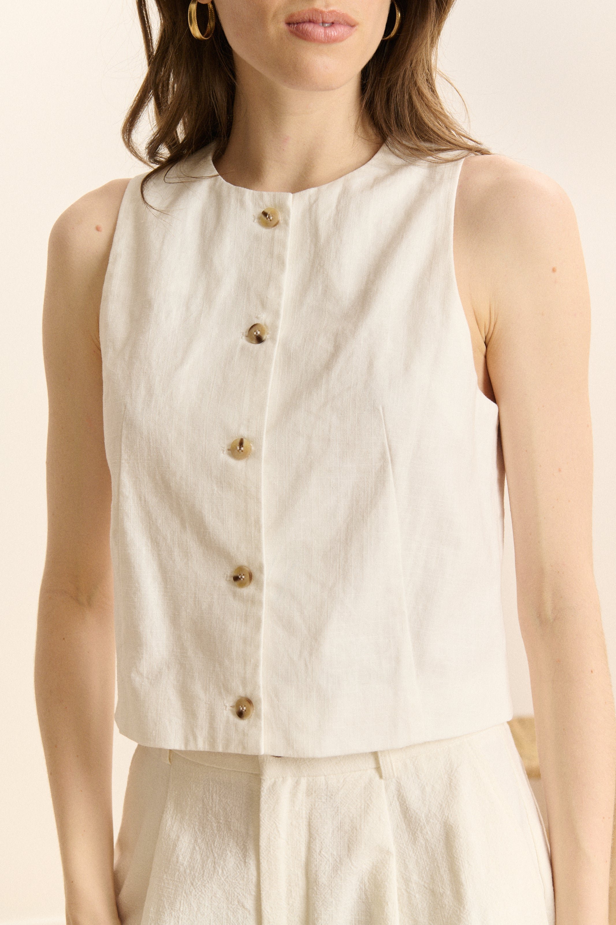 Sleeveless cropped cardigan GARANCE PARIS White