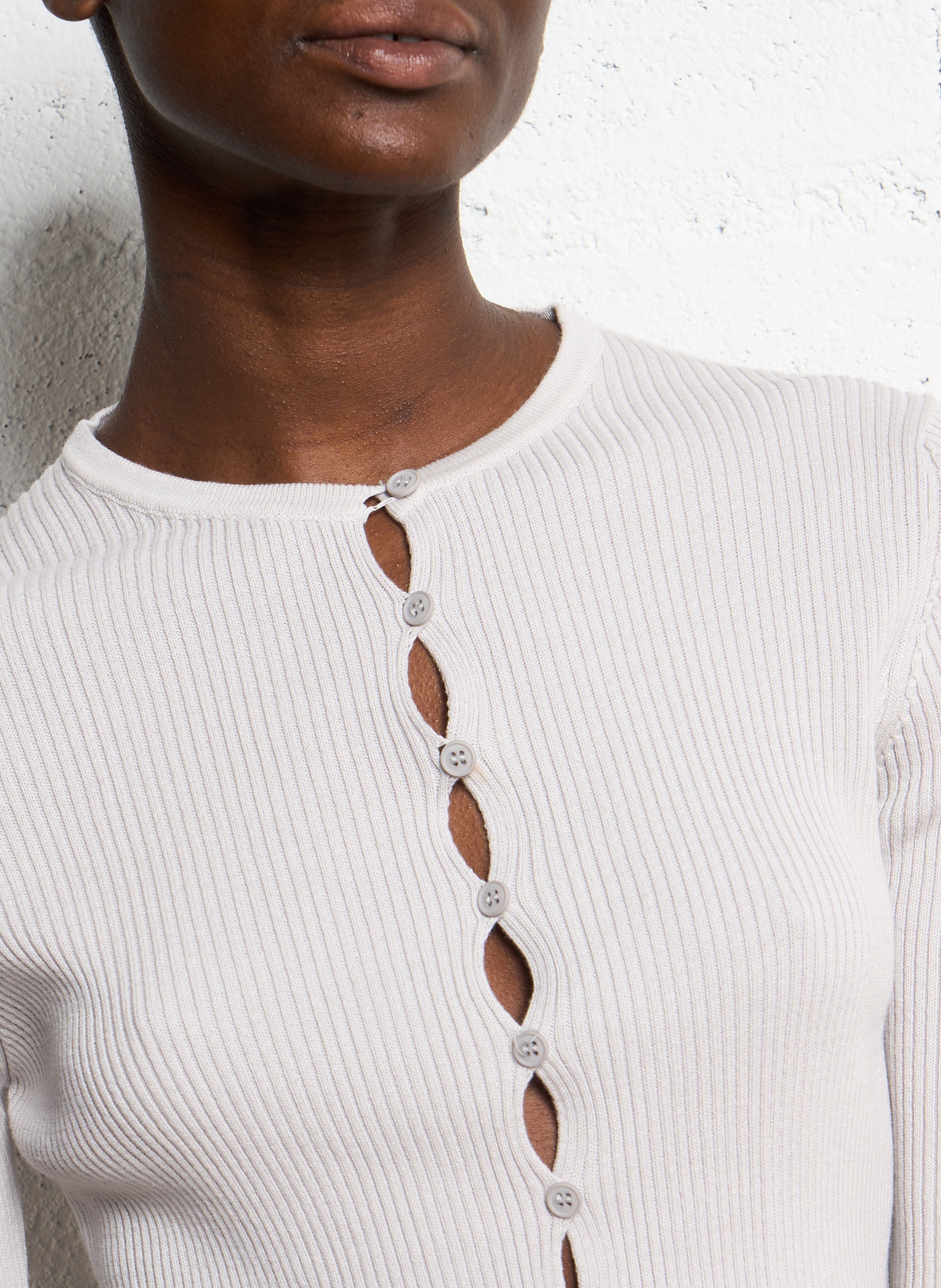 Ribbed straight vest in coron ATTIC AND BARN White