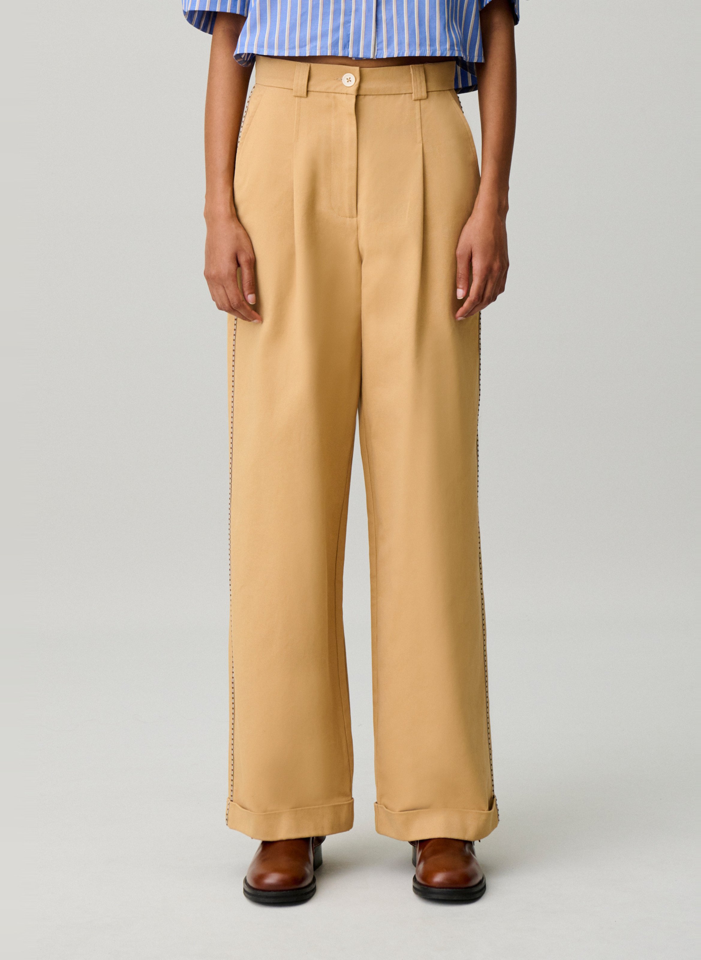 Pantalon large taille haute CLAUDIE PIERLOT Beige