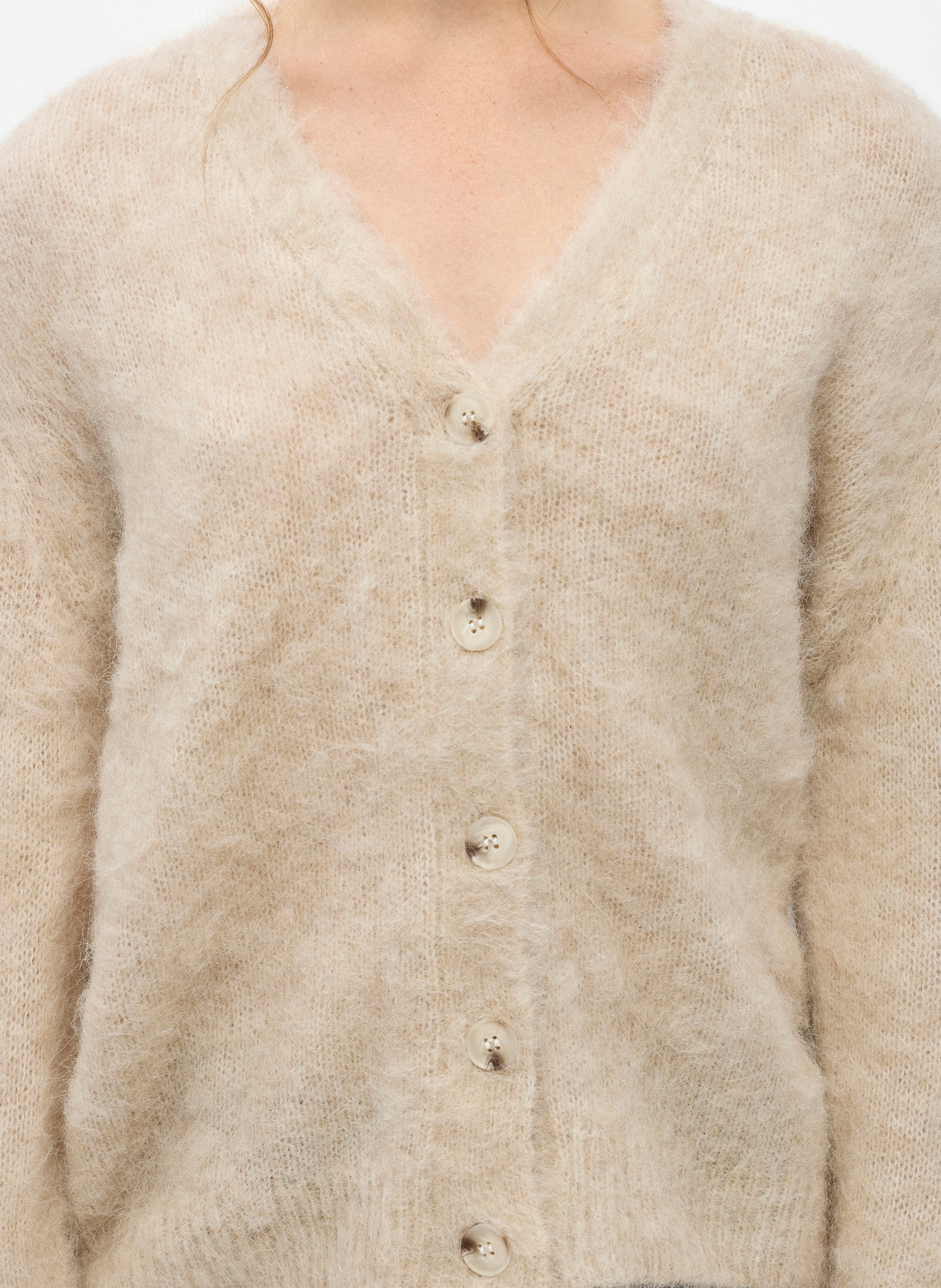 Gilet boutonné en alpaga et laine mélangés OBJECT Beige
