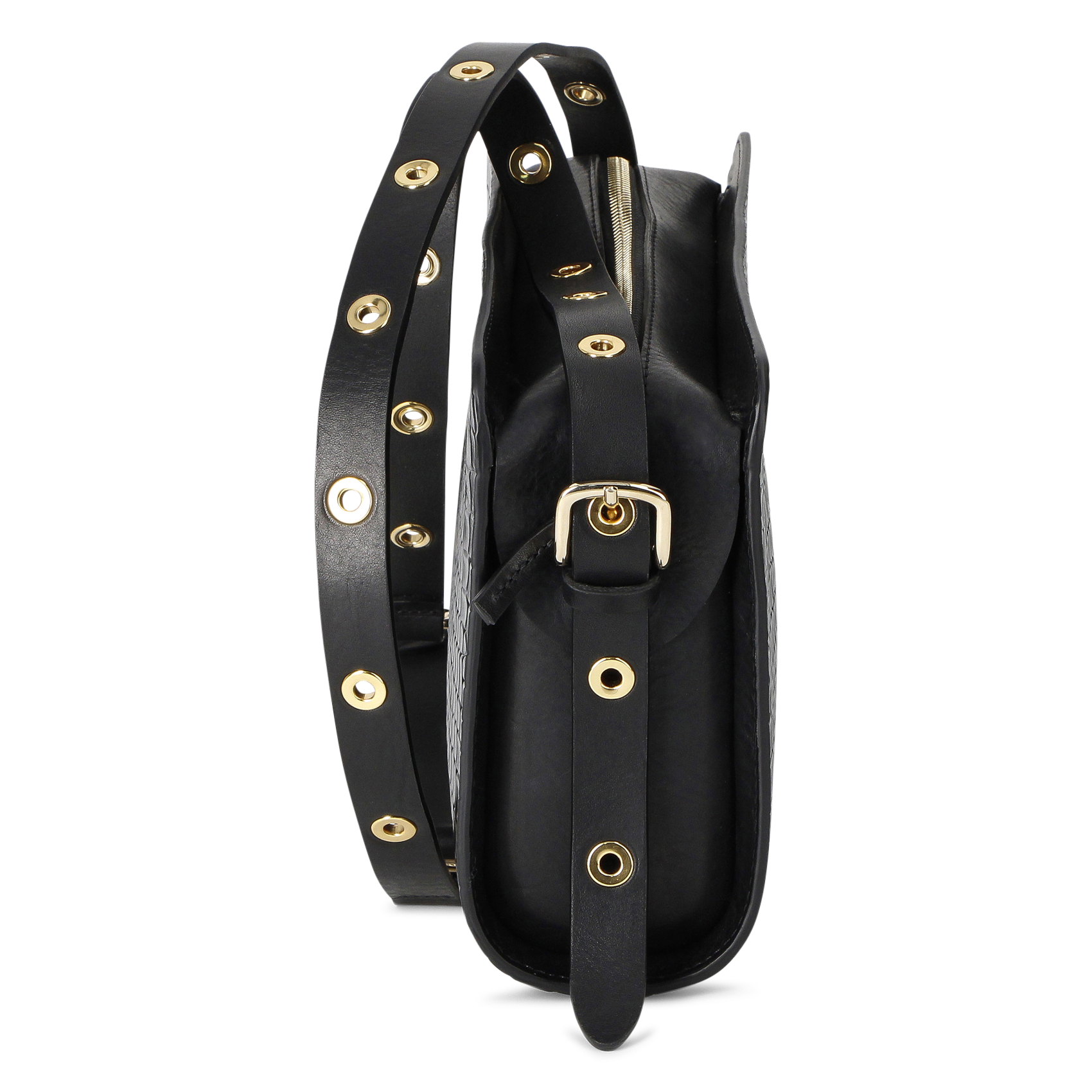 Sac bandoulière effet croco en cuir HERBERT FRERE SOEUR Noir