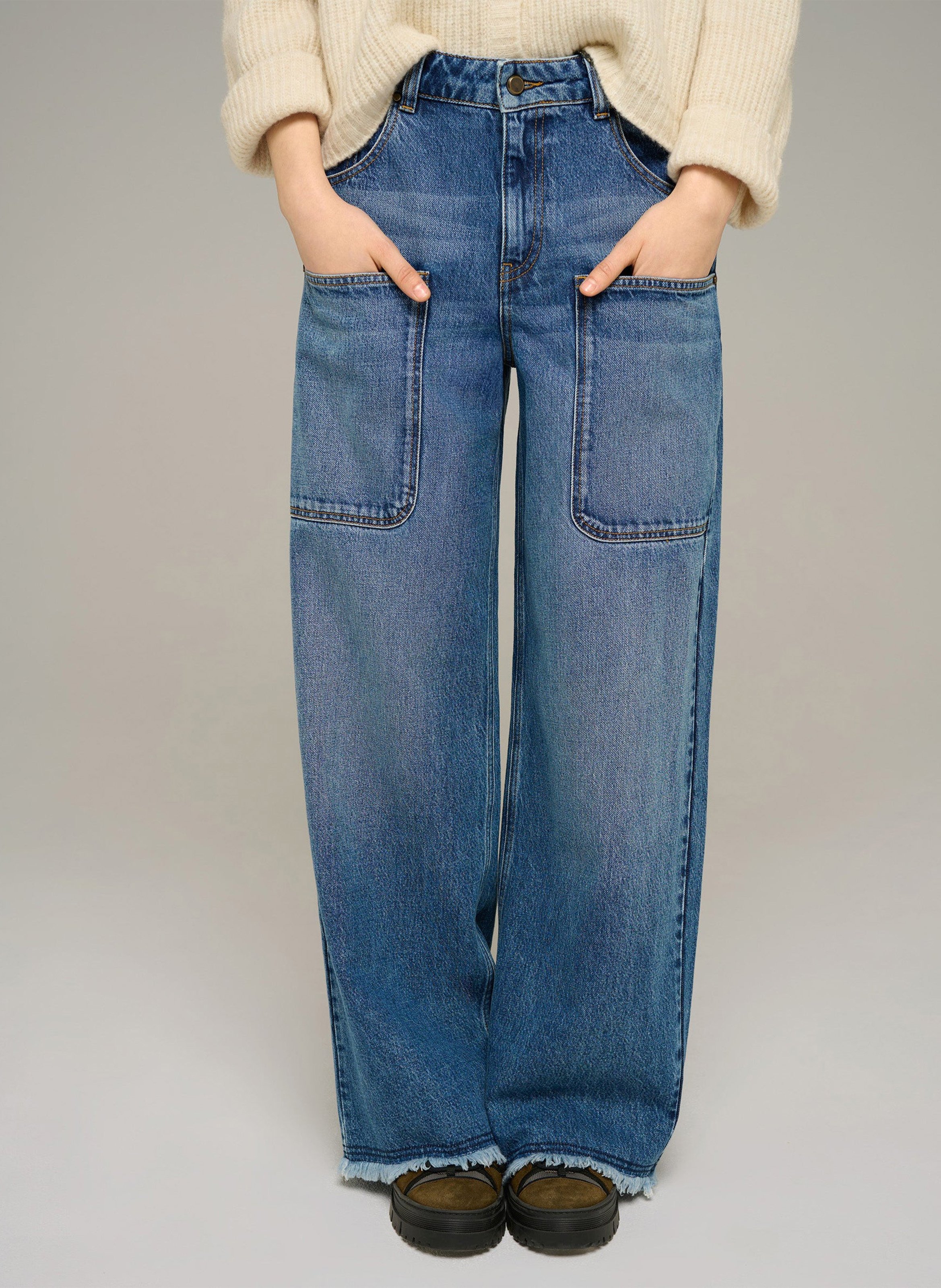 Weite Jeans aus Baumwoll-Mix COTELAC ACOTE Blau