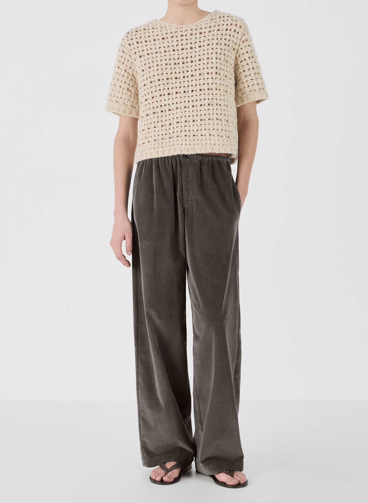 High-waisted cotton pants MASSCOB Green
