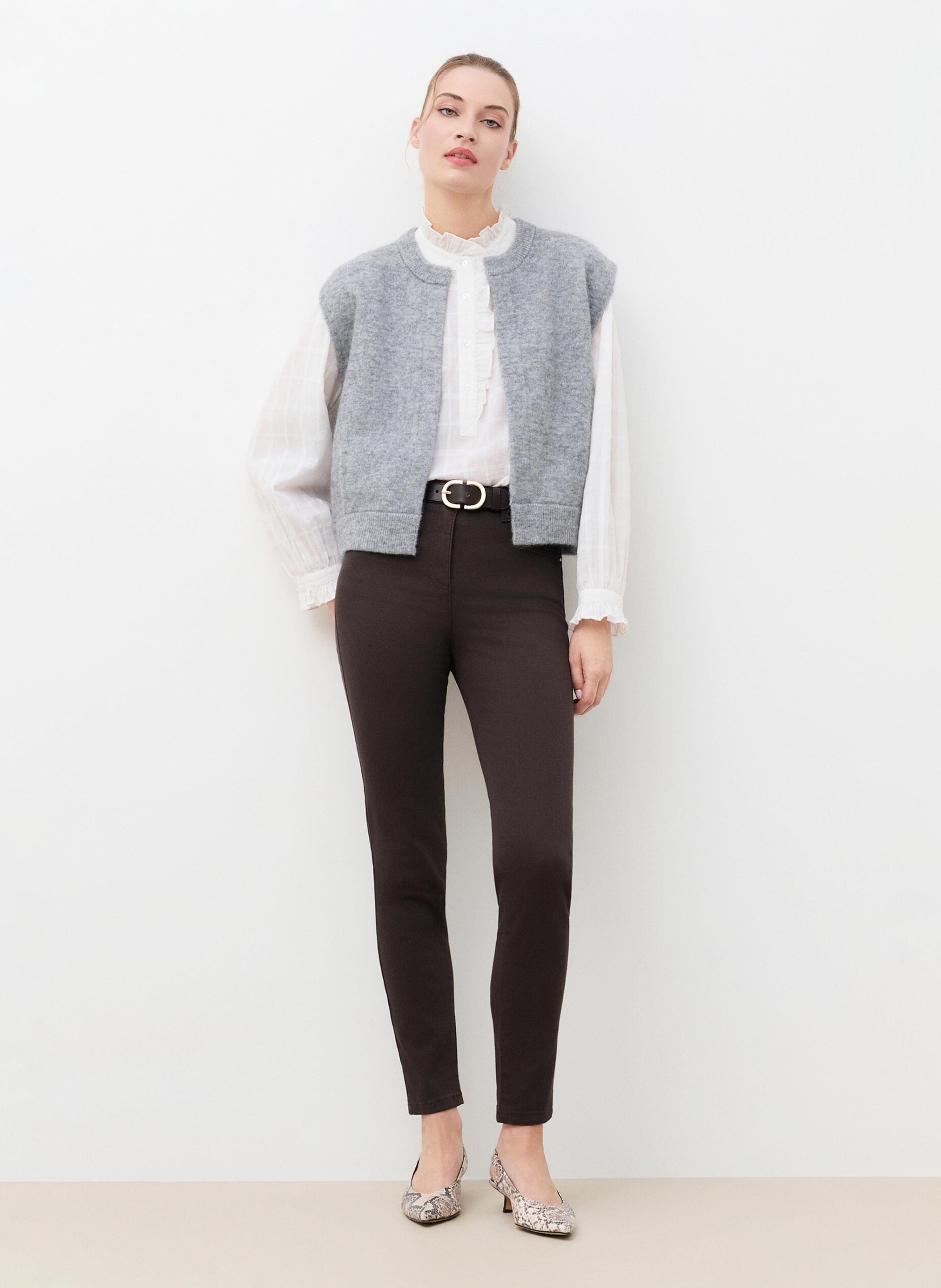 Gilet droit en laine mélangée CAROLL Gris