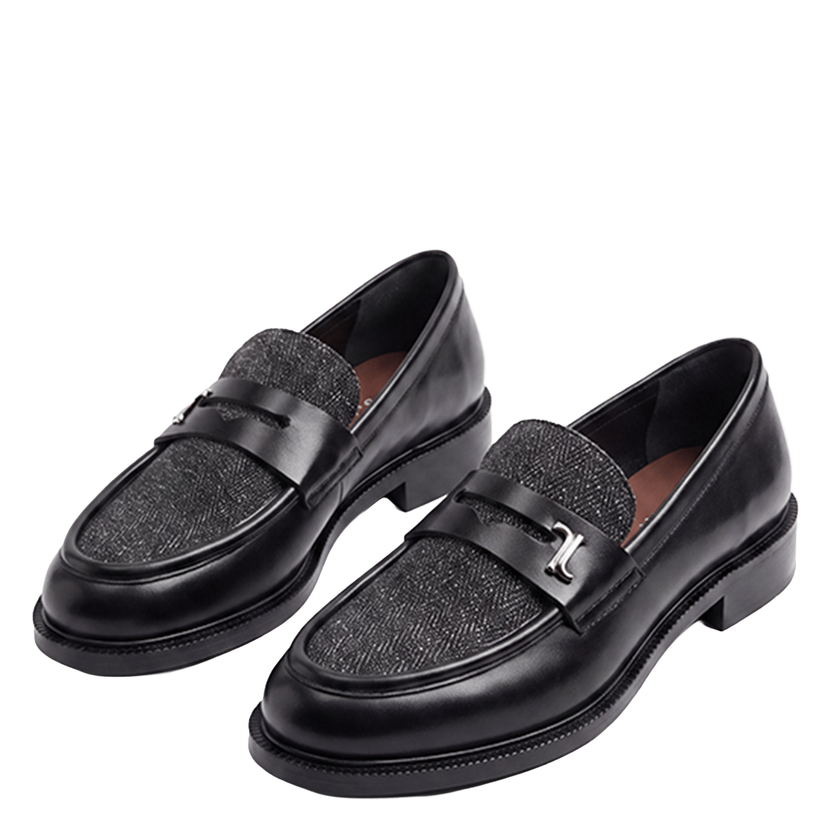 Leather loafers with herringbone detail JONAK Grey