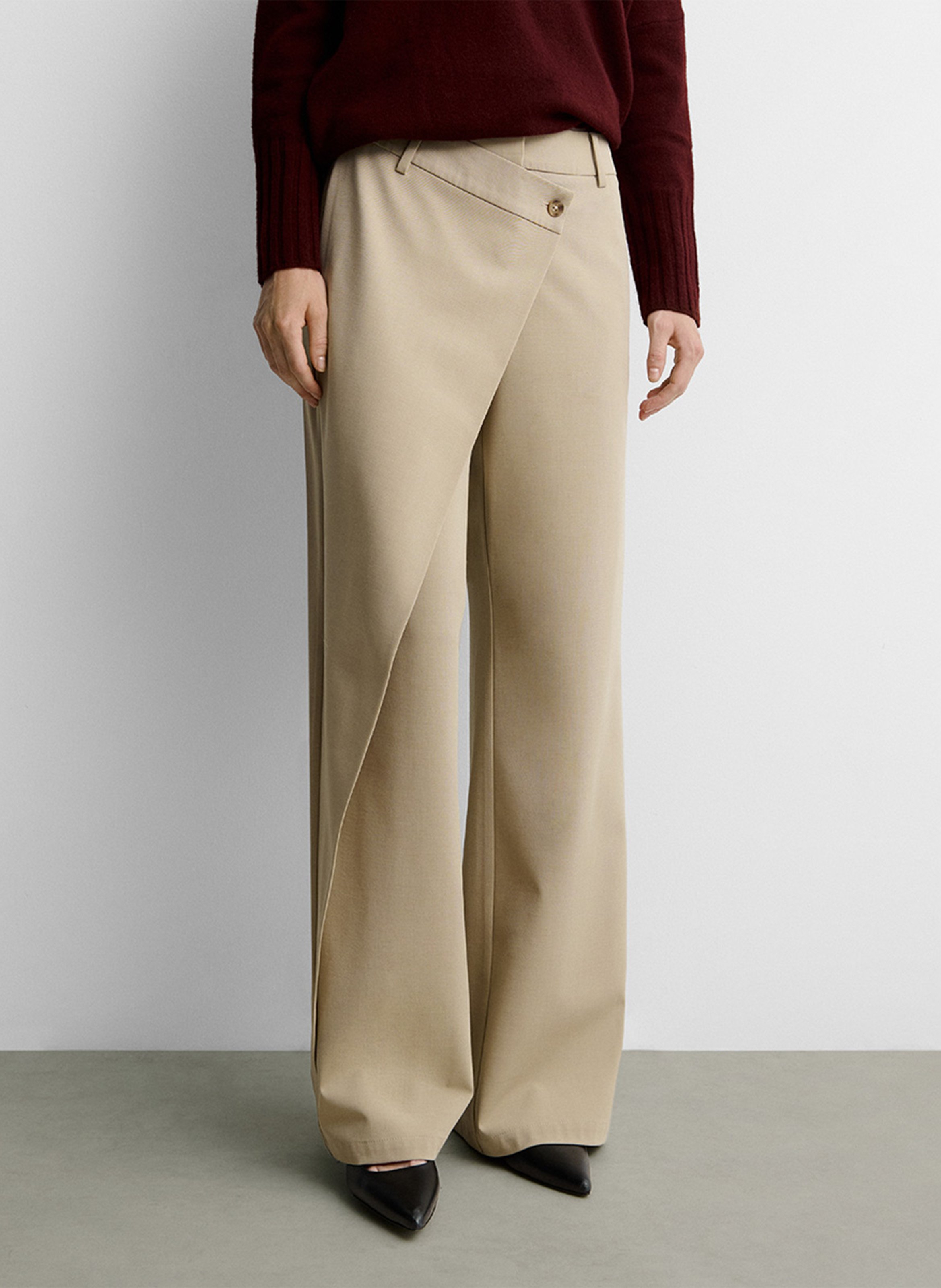 Asymmetric wide-leg trousers SIMORRA Beige