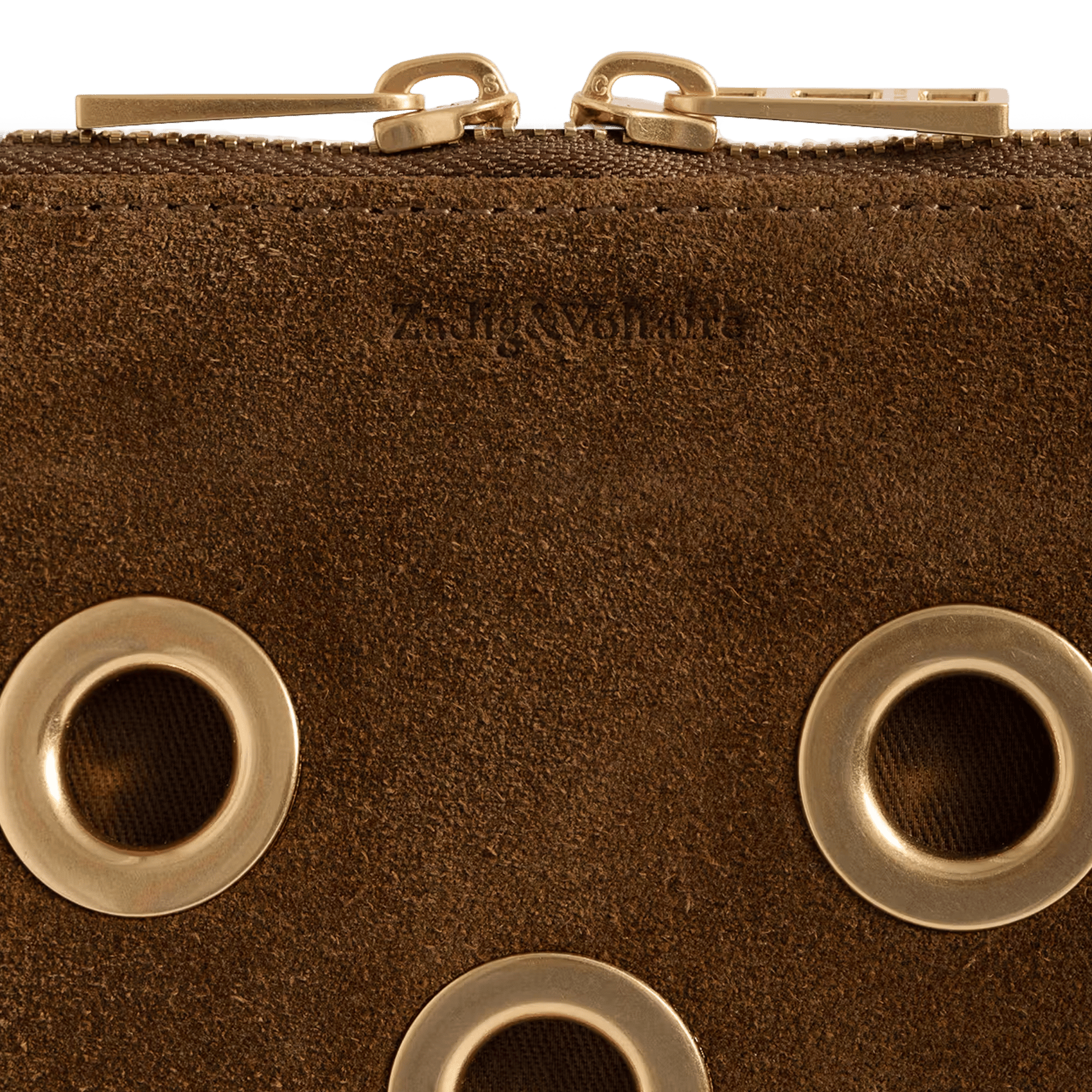 Clutch met oogjes van suèdeleer ZADIG&VOLTAIRE Bruin