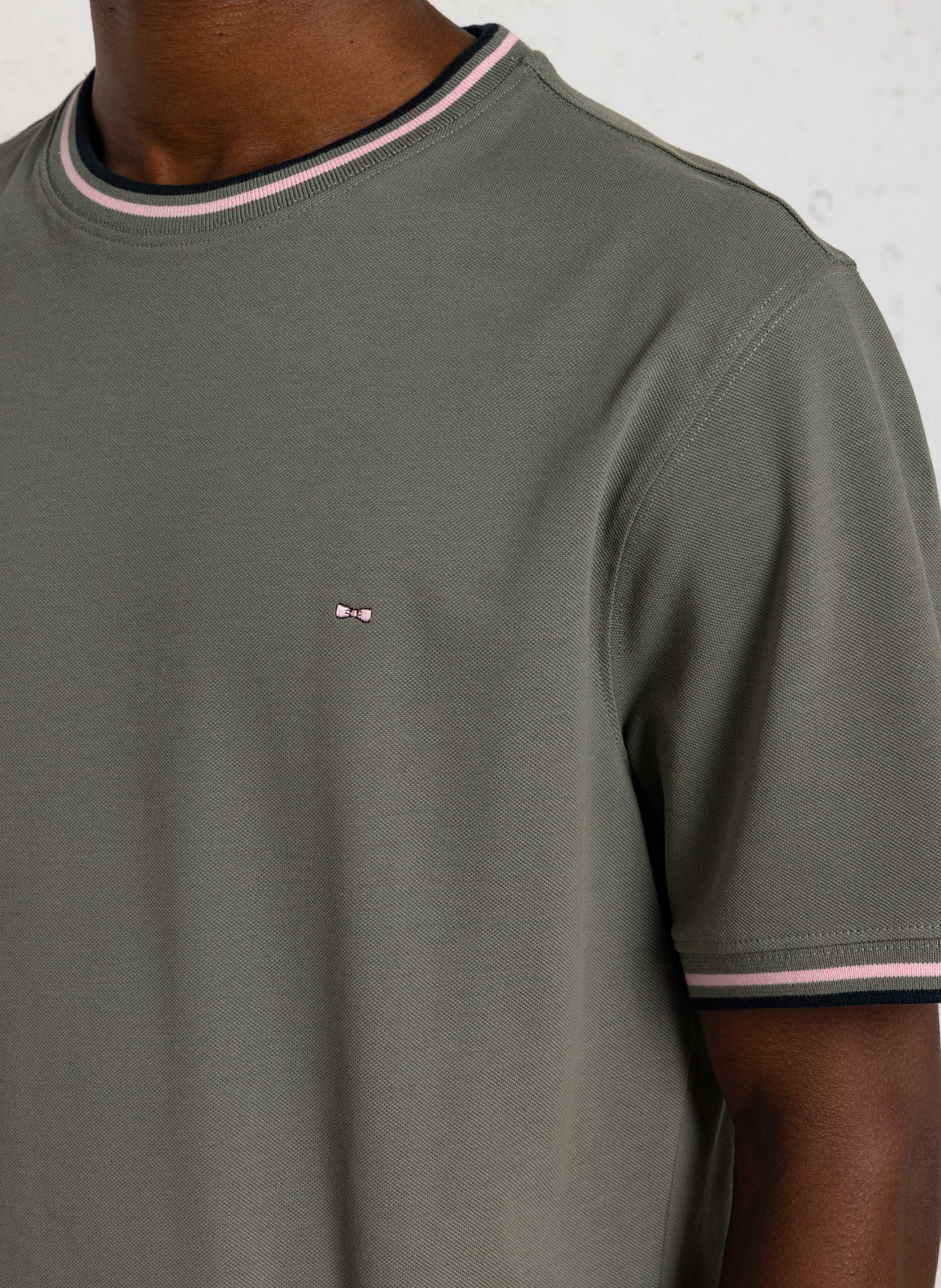 Tee-shirt col rond droit uni EDEN PARK Kaki