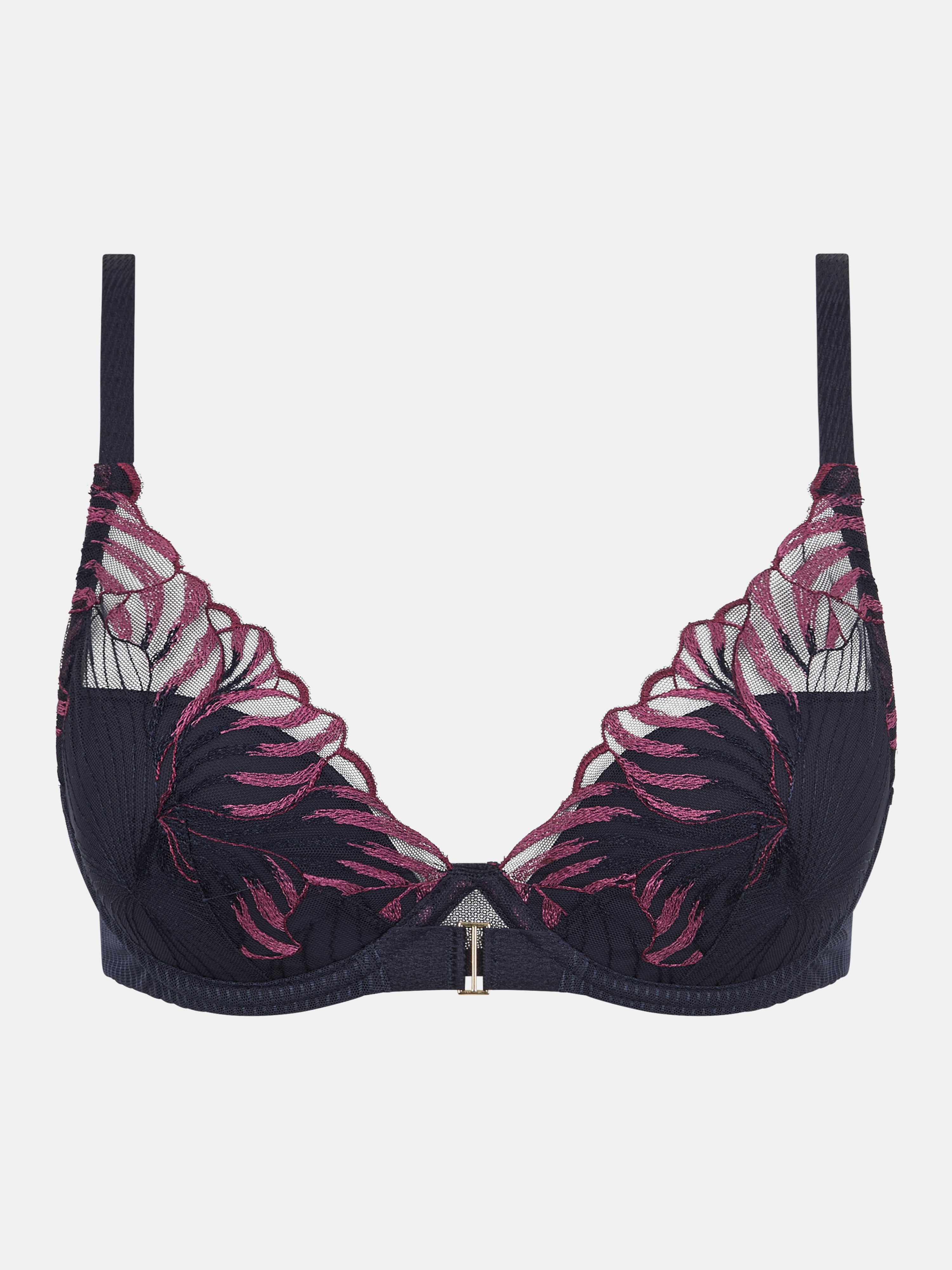 Plunging padded bra with embroidery CHANTELLE Grey