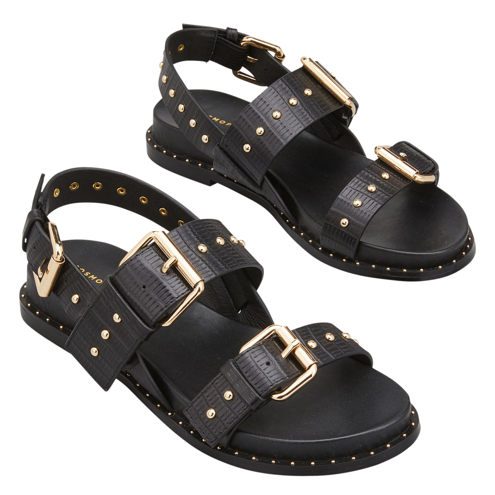 Sandales plates en cuir COSMOPARIS Noir