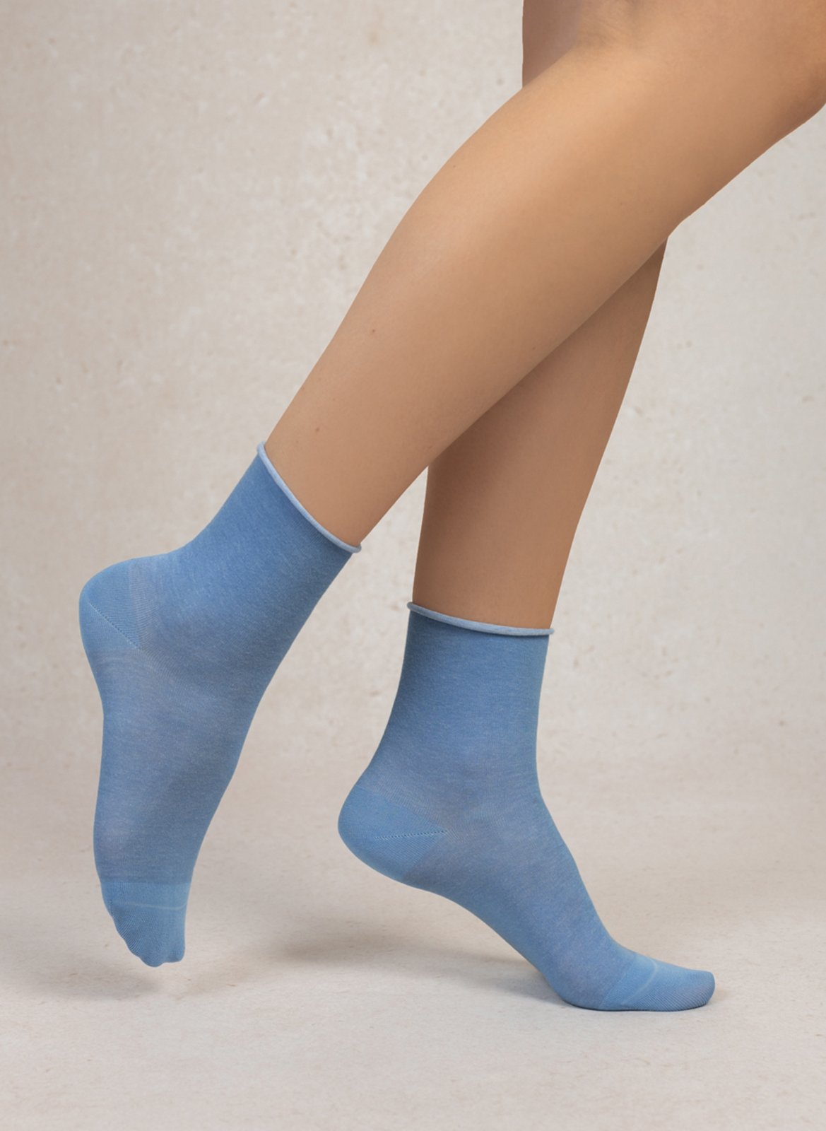 Velvety cotton ankle socks BLEUFORET Blue