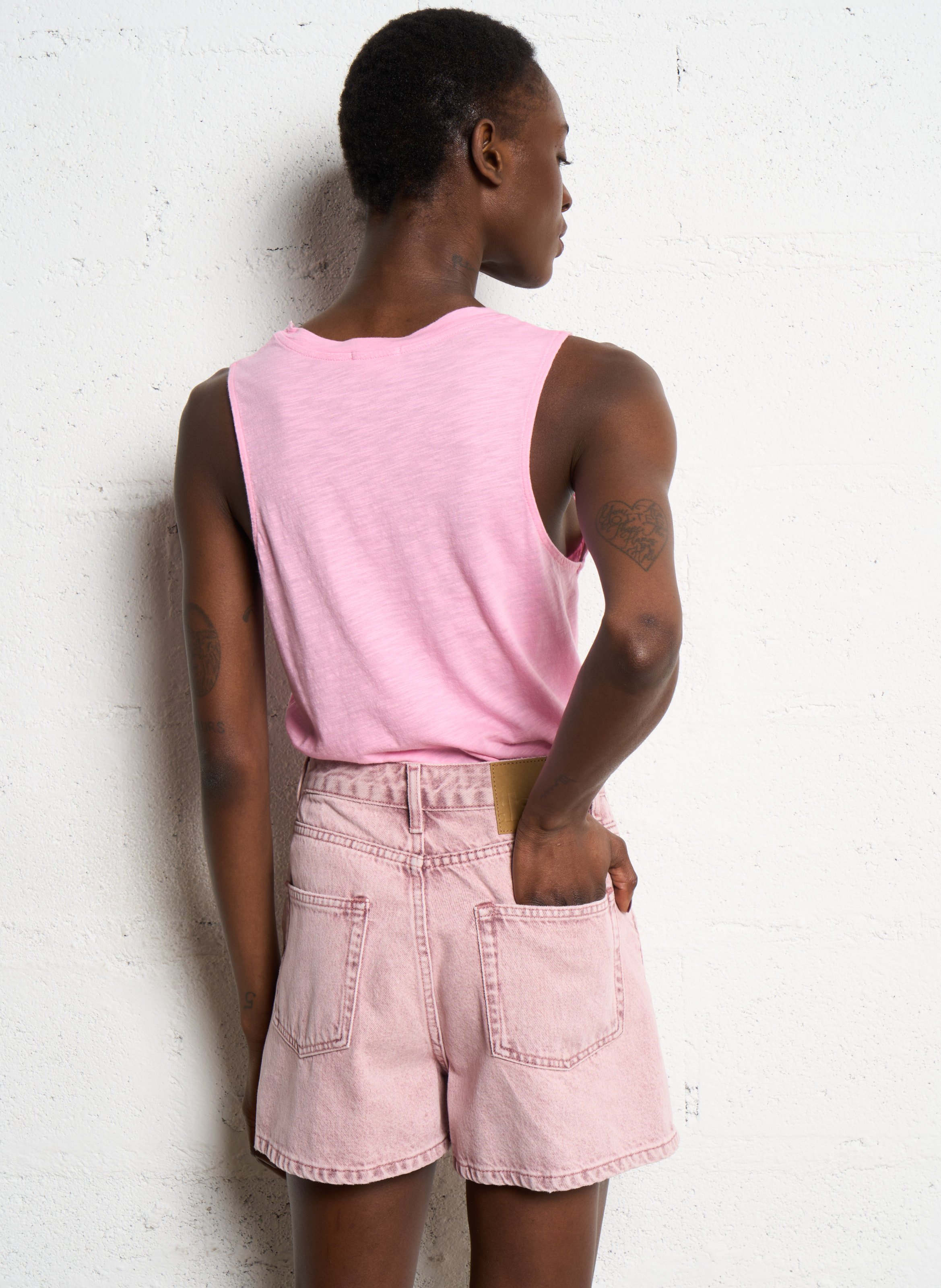 Débardeur à col rond en coton mélangé AMERICAN VINTAGE Rose