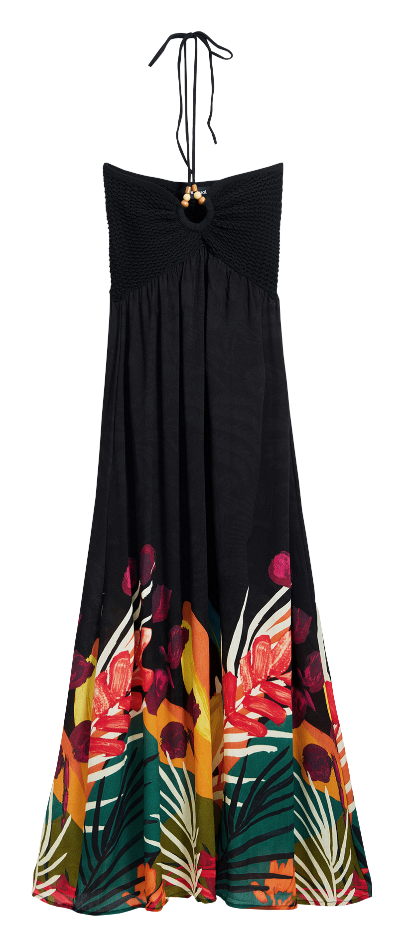 Vestido largo con escote en forma de corazón Negro Desigual