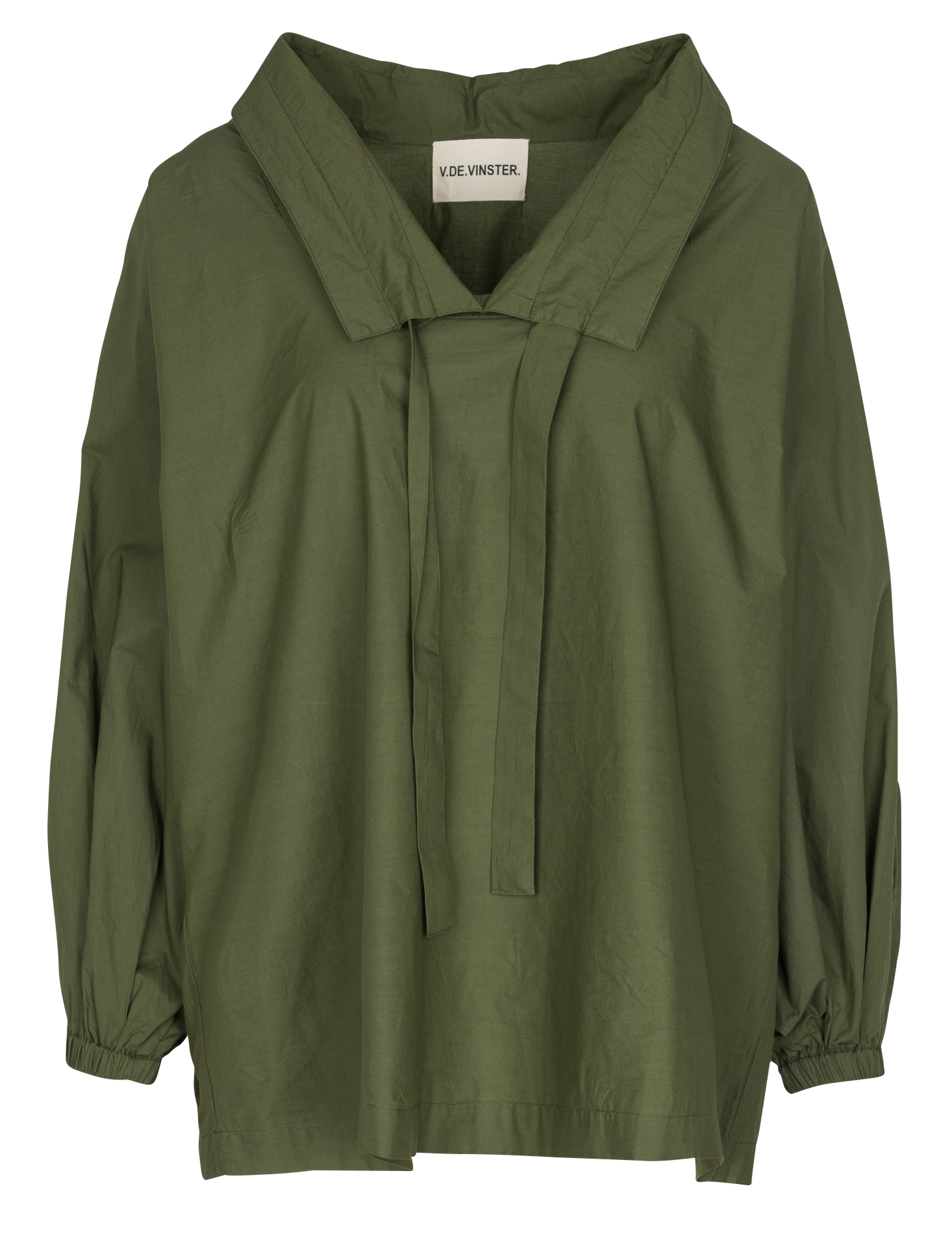 Loose-fitting plain cotton blouse V DE VINSTER Khaki