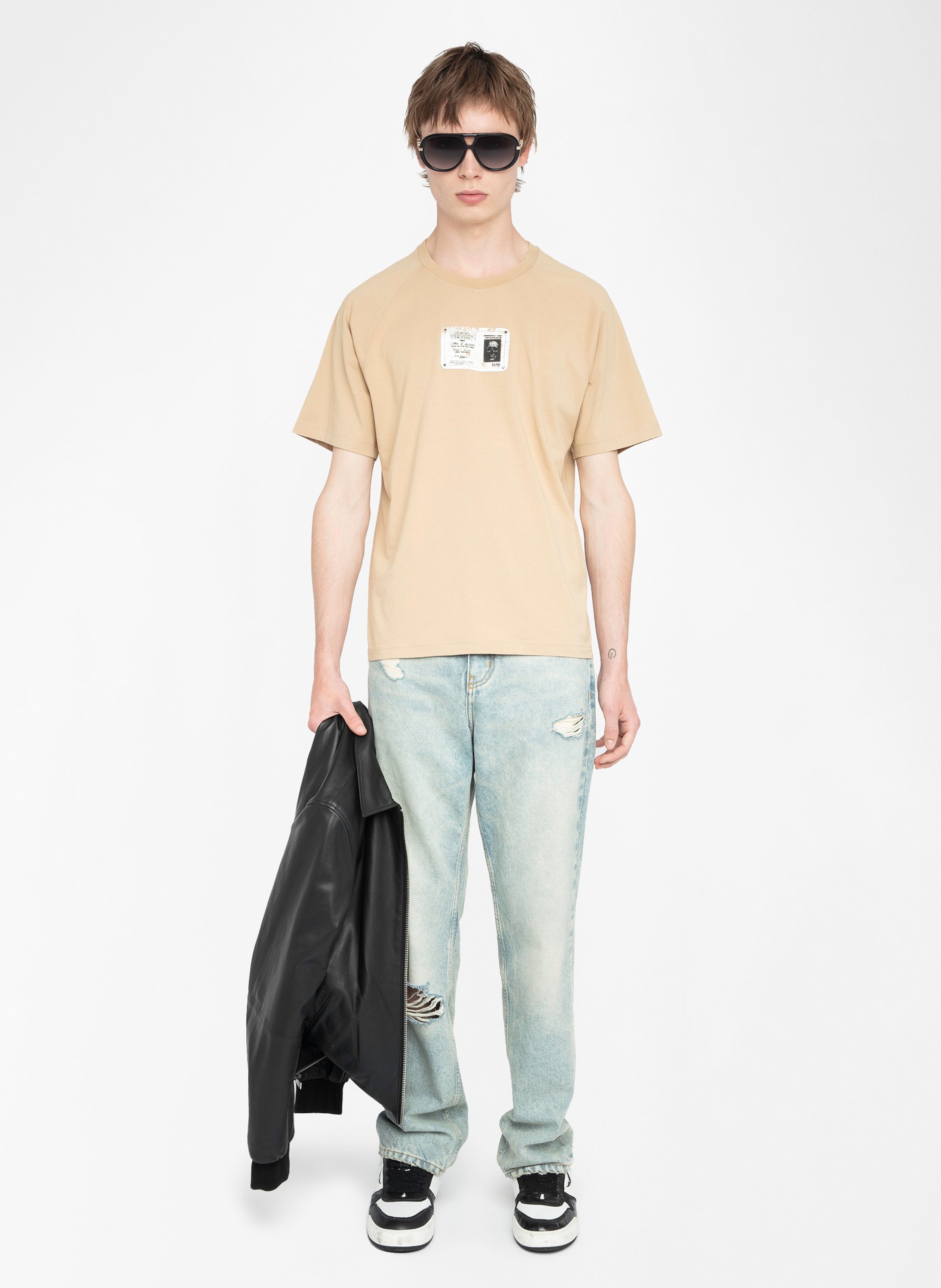 Tee-shirt col rond en coton ZADIG&amp;VOLTAIRE Beige