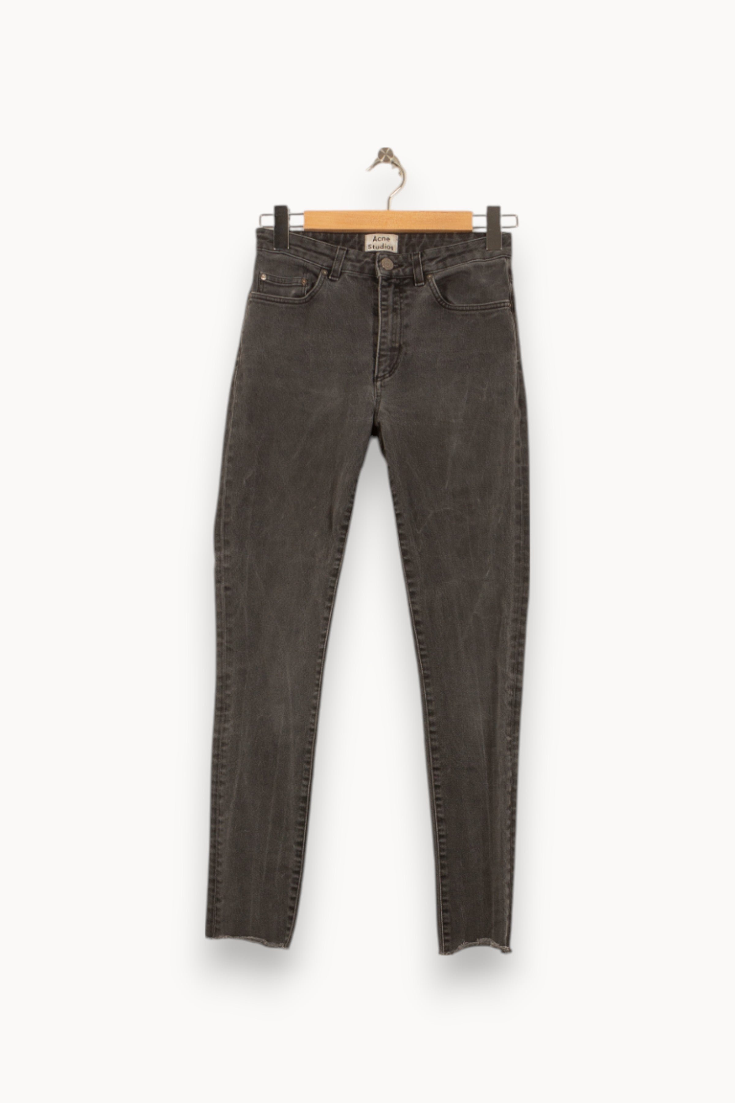 Cropped slim jeans with studs ACNE STUDIOS - Seconde Main Grey