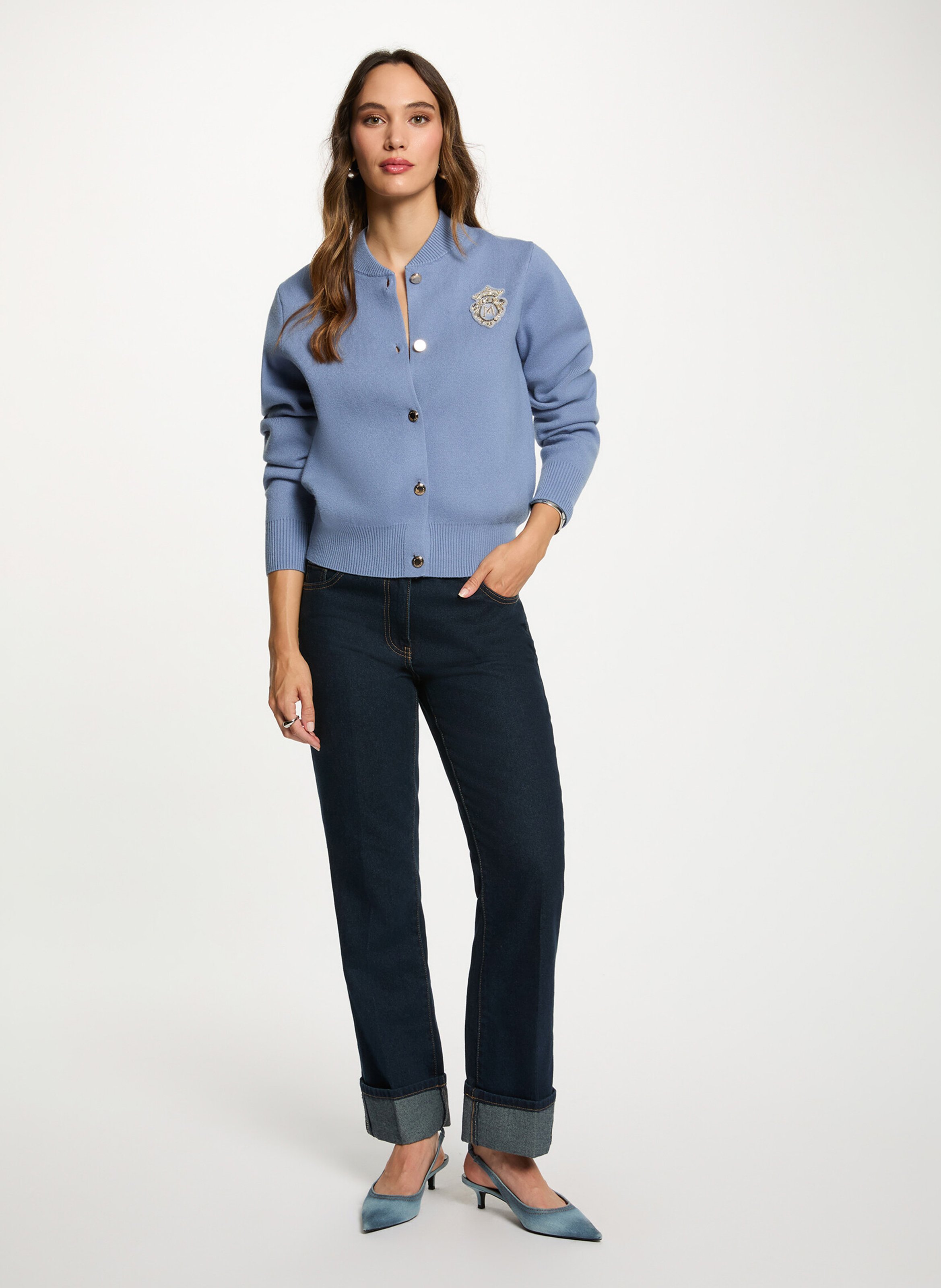 Jean droit en coton mélangé MORGAN Bleu