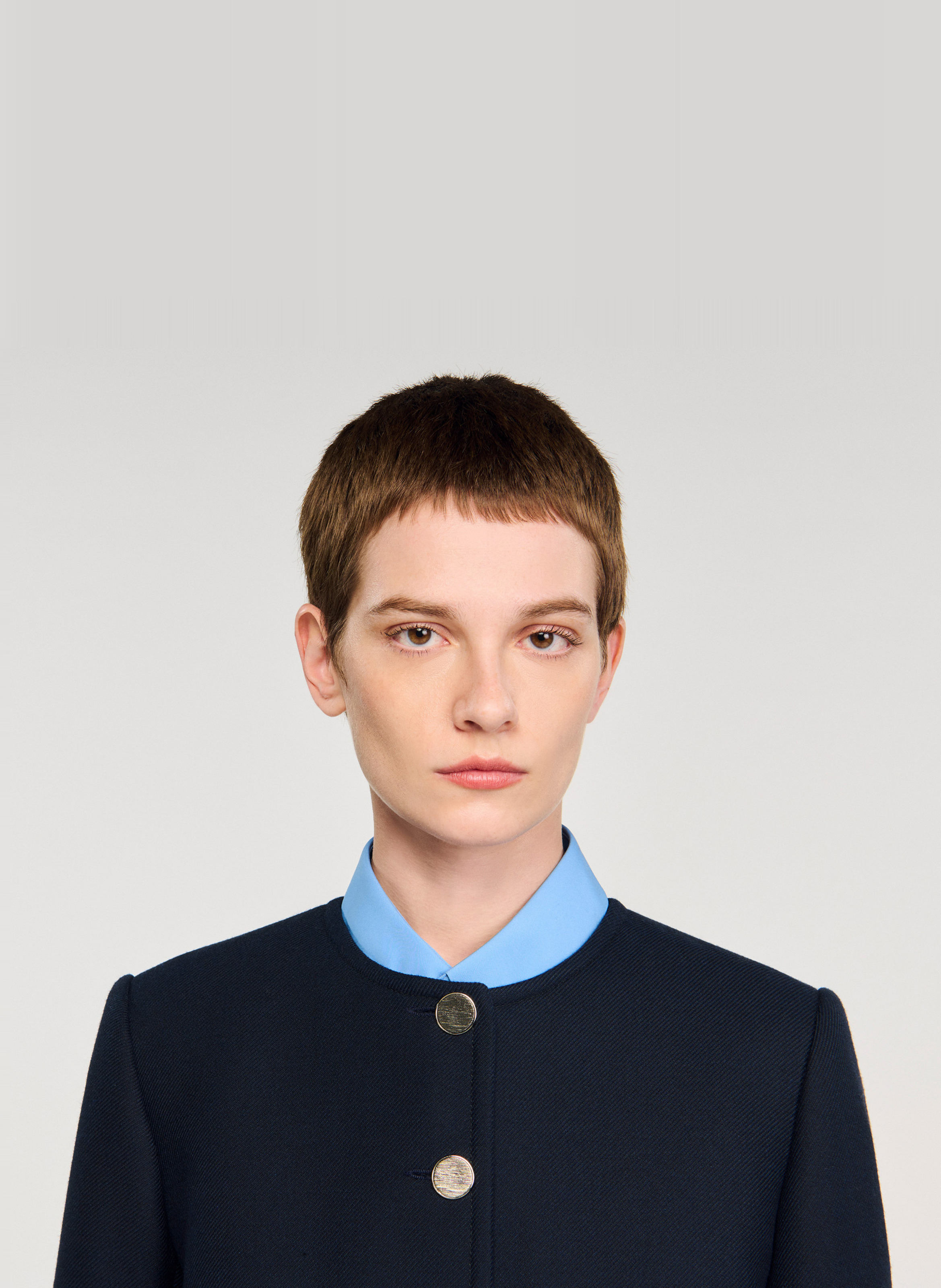 Veste tailleur droite boutonnée SANDRO Bleu