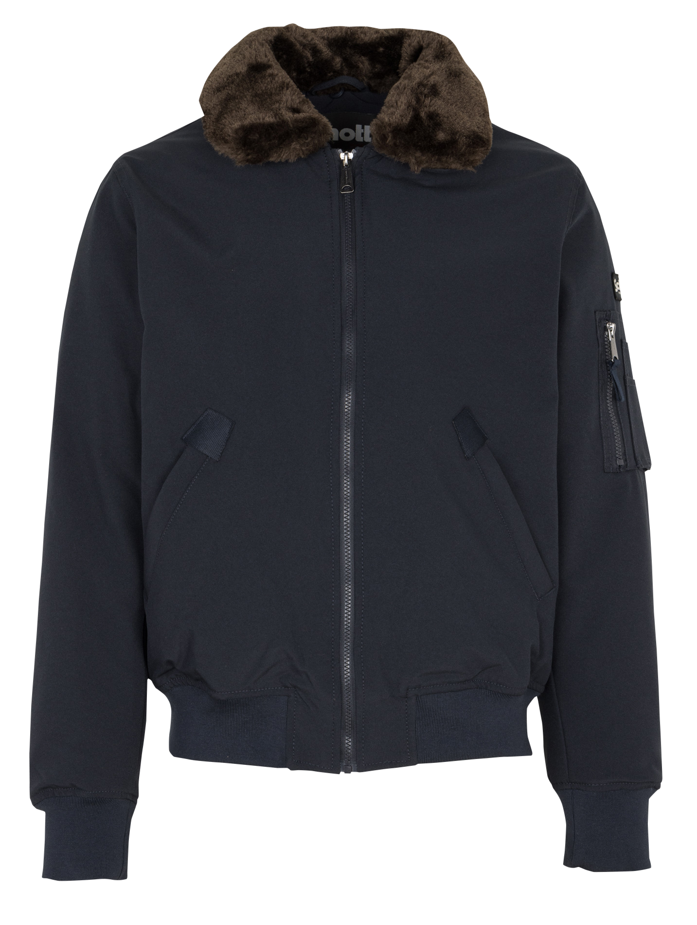 Blouson pilote ample uni à col fourrure SCHOTT Bleu