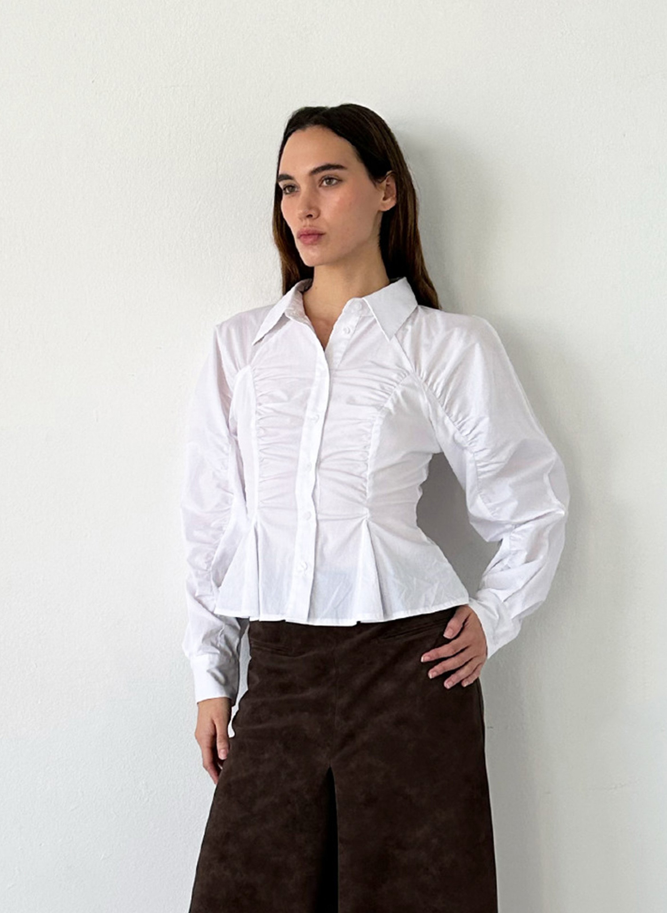 Cotton and linen shirt with classic collar LAAGAM White