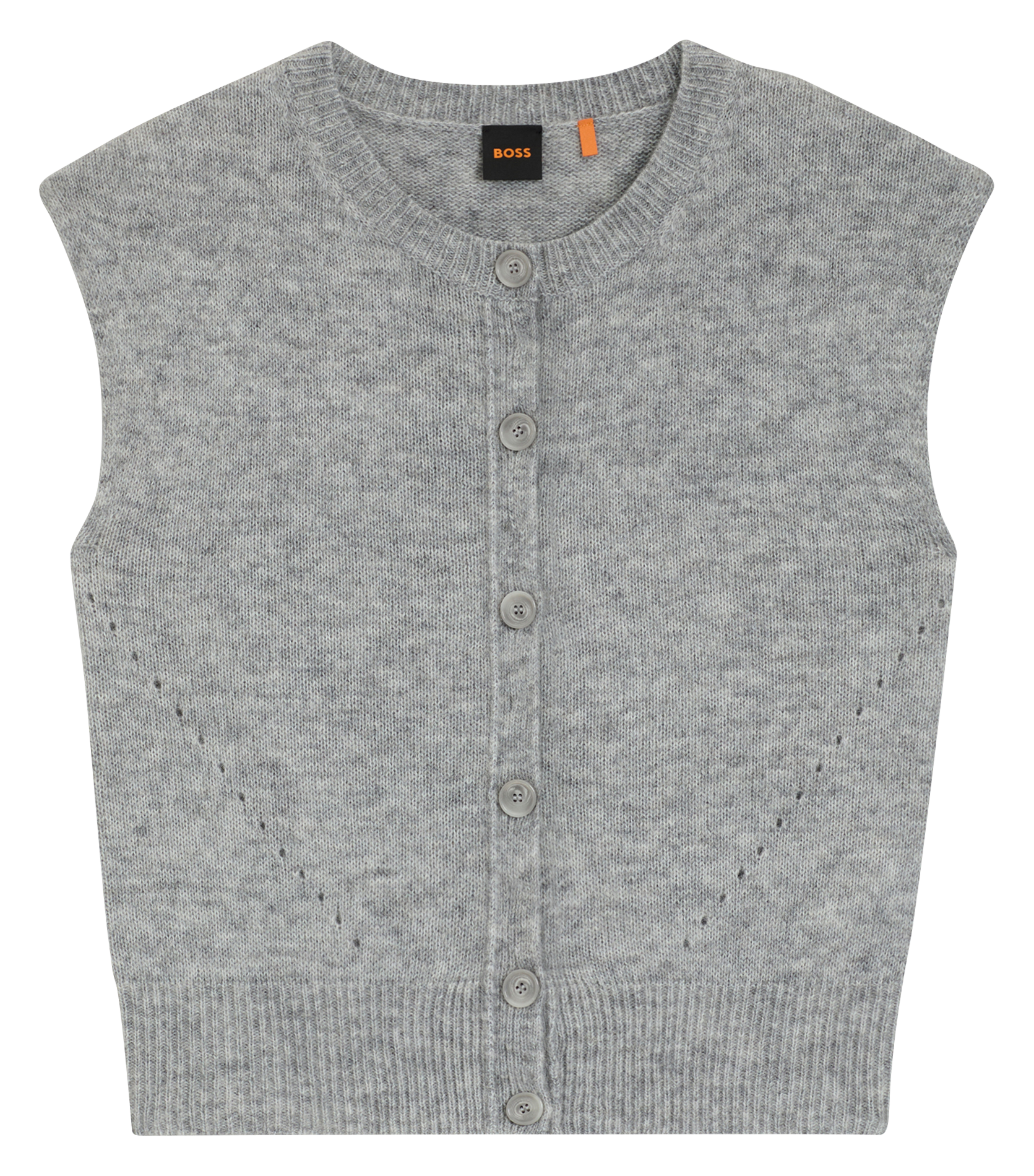 Cardigan sans manches chiné BOSS Argent