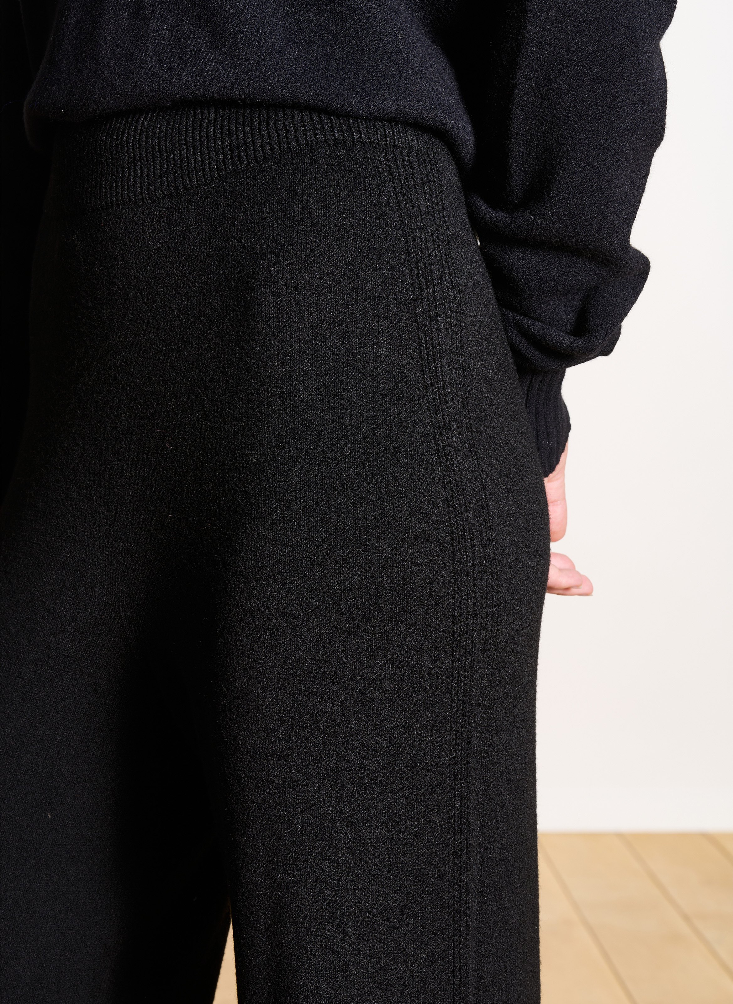 Wide-leg knit pants LA FEE MARABOUTEE Black
