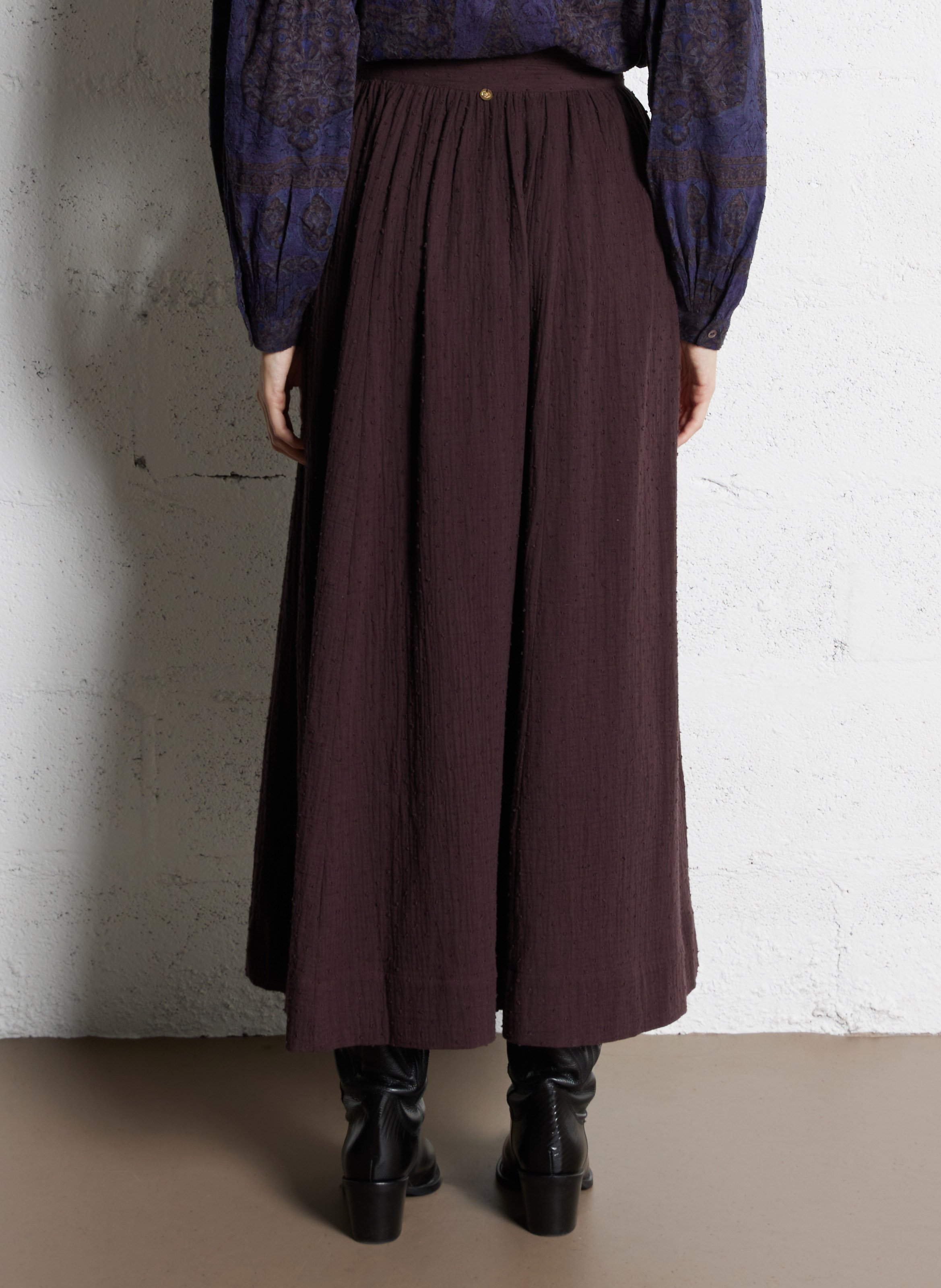 Jupe longues évasée en coton ANTIK BATIK Prune