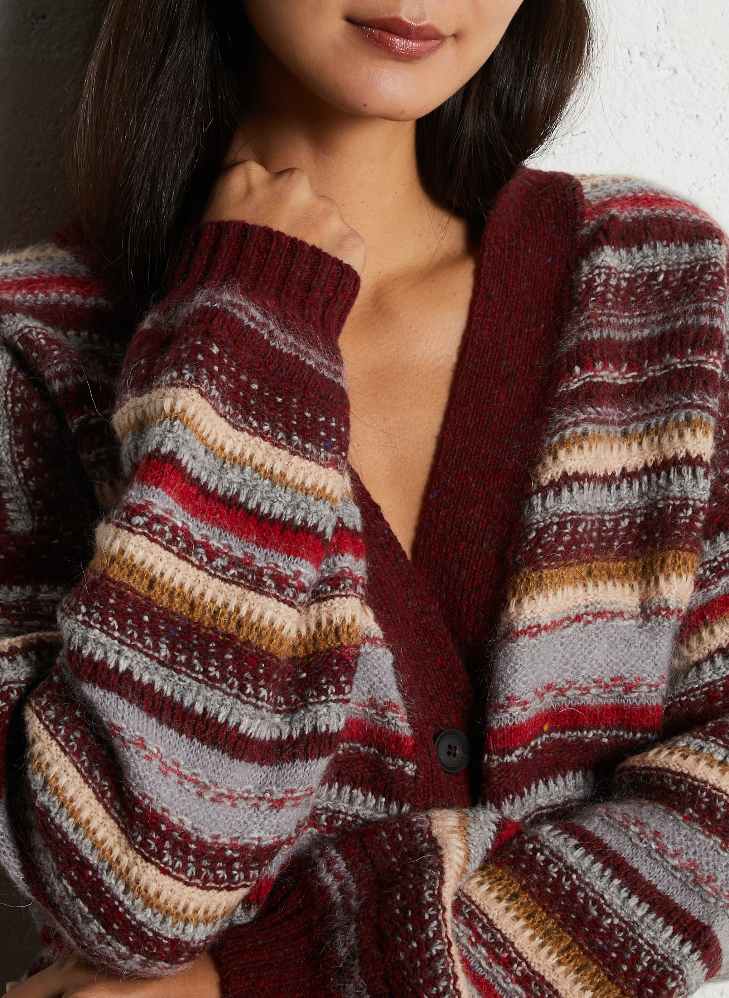 Gilet court rayé en laine mélangée MOMONI Rouge