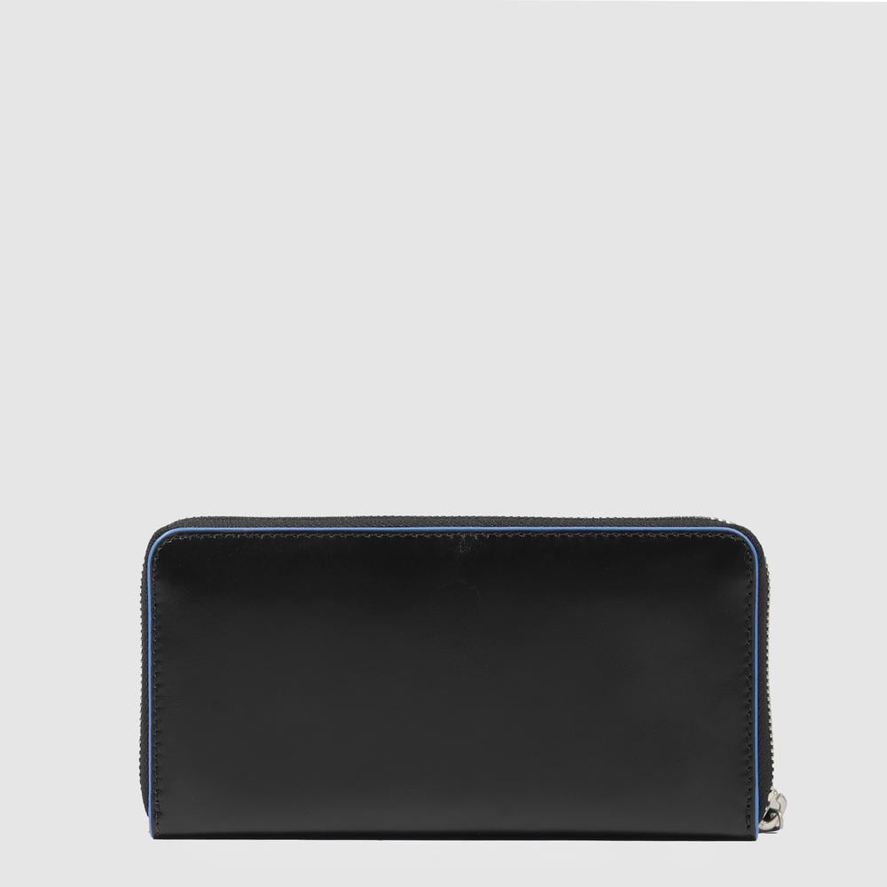 Large zipped leather women's wallet with coin purse and credit card holder PIQUADRO Black