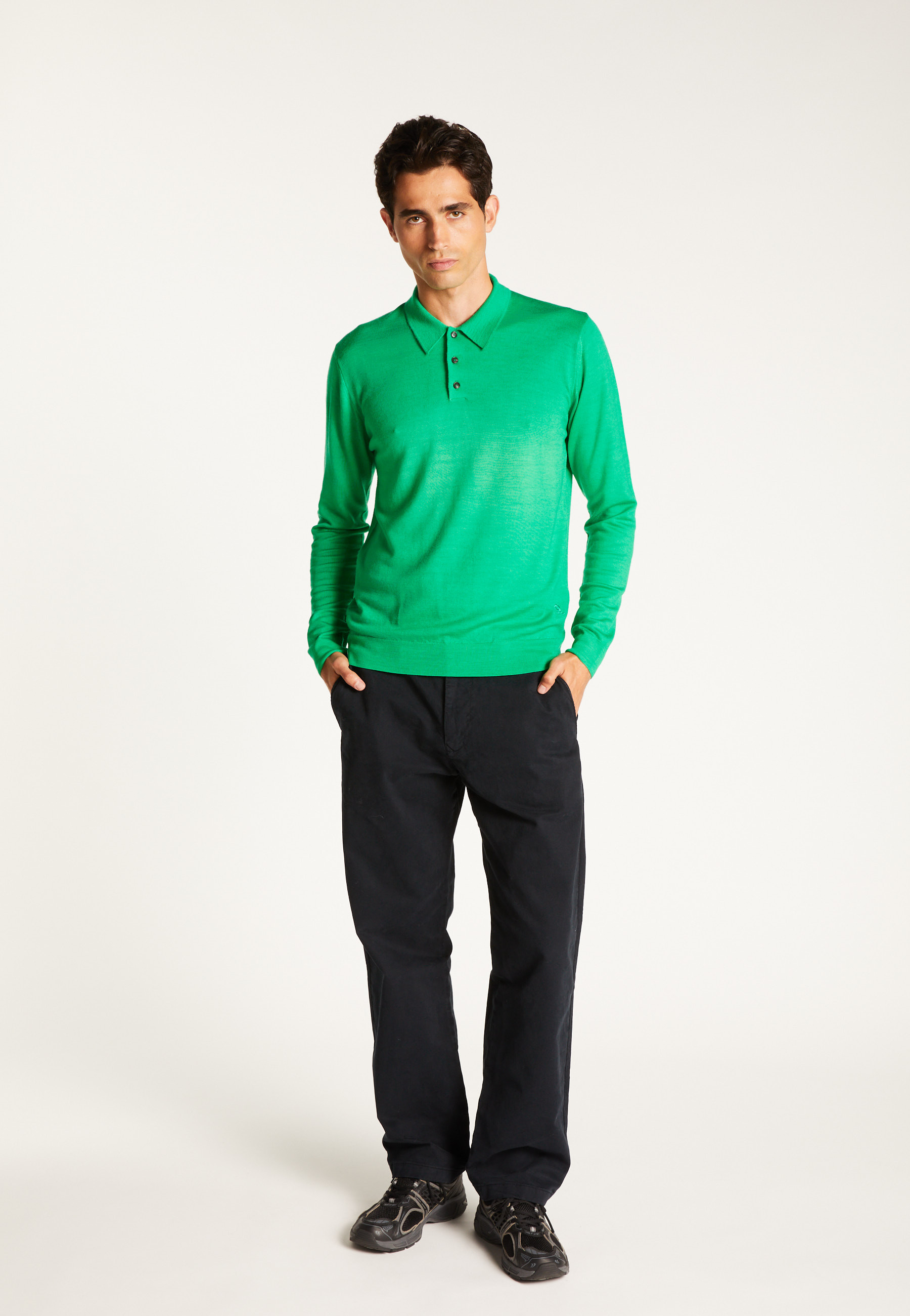 Long-sleeve Merino wool polo MAISON MONTAGUT