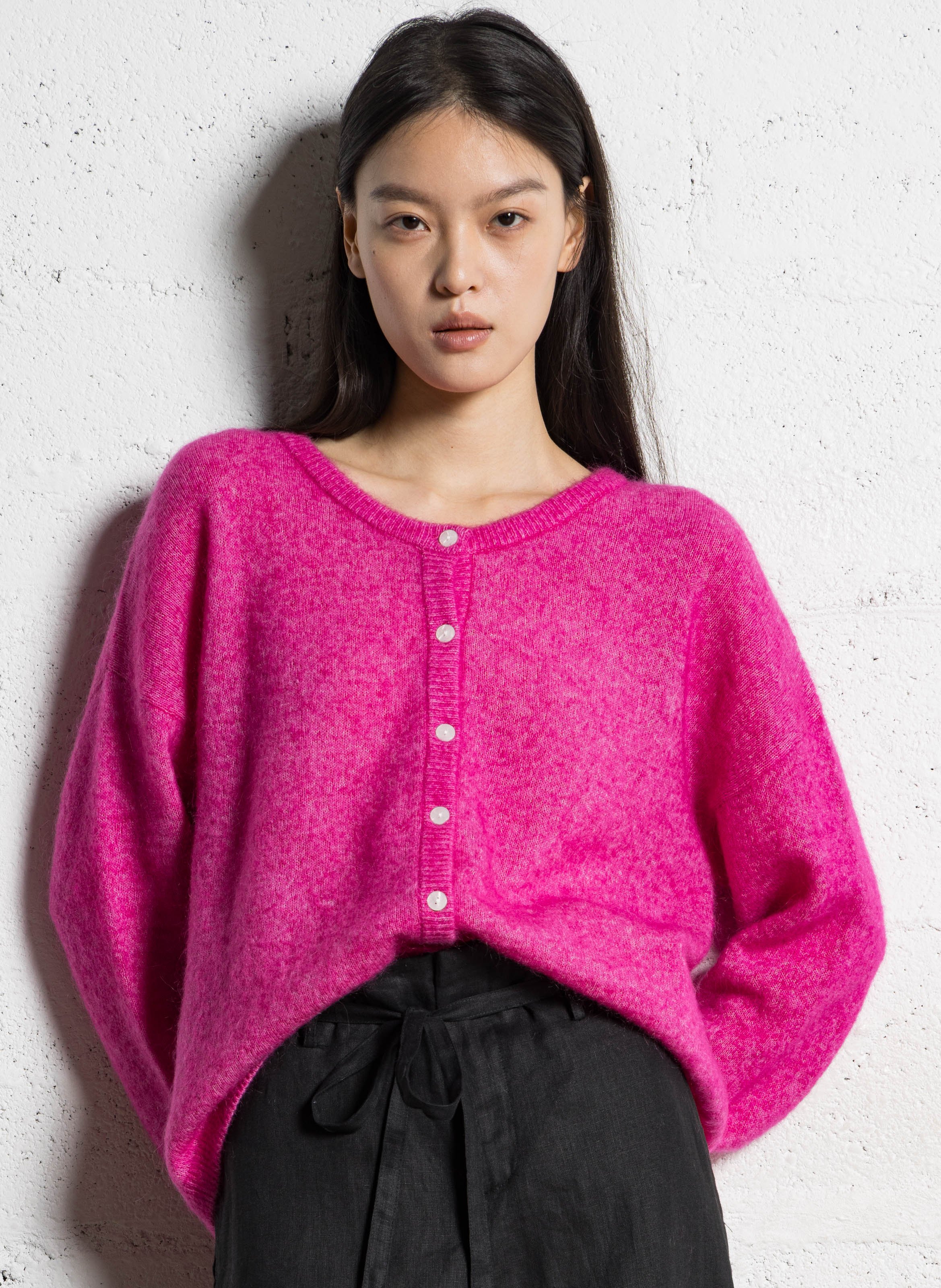 Oversized ronde hals vest in gemengde wol JC SOPHIE Roze