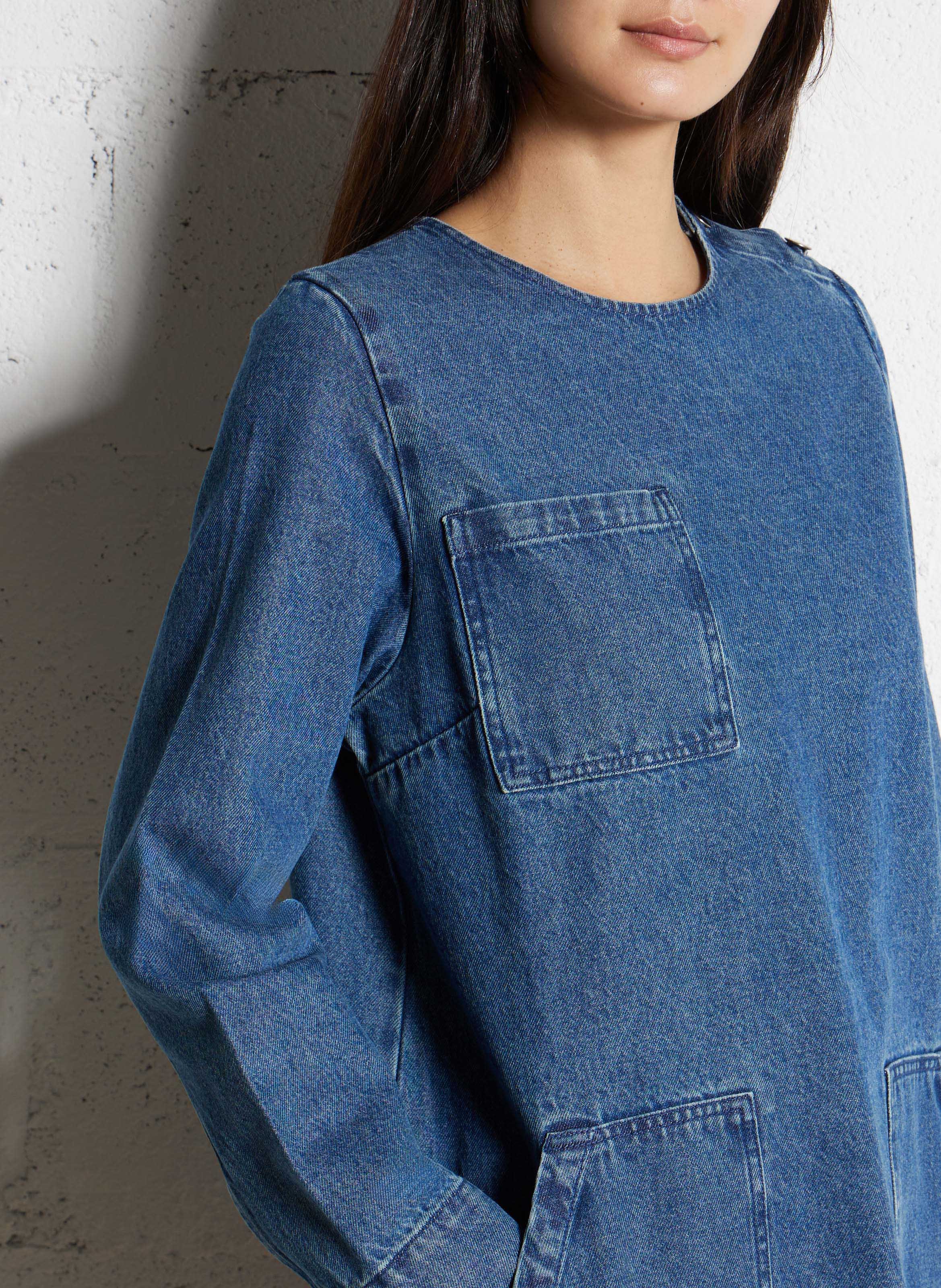 Gerade Jeanskleid mit Taschen. IKKS Blau