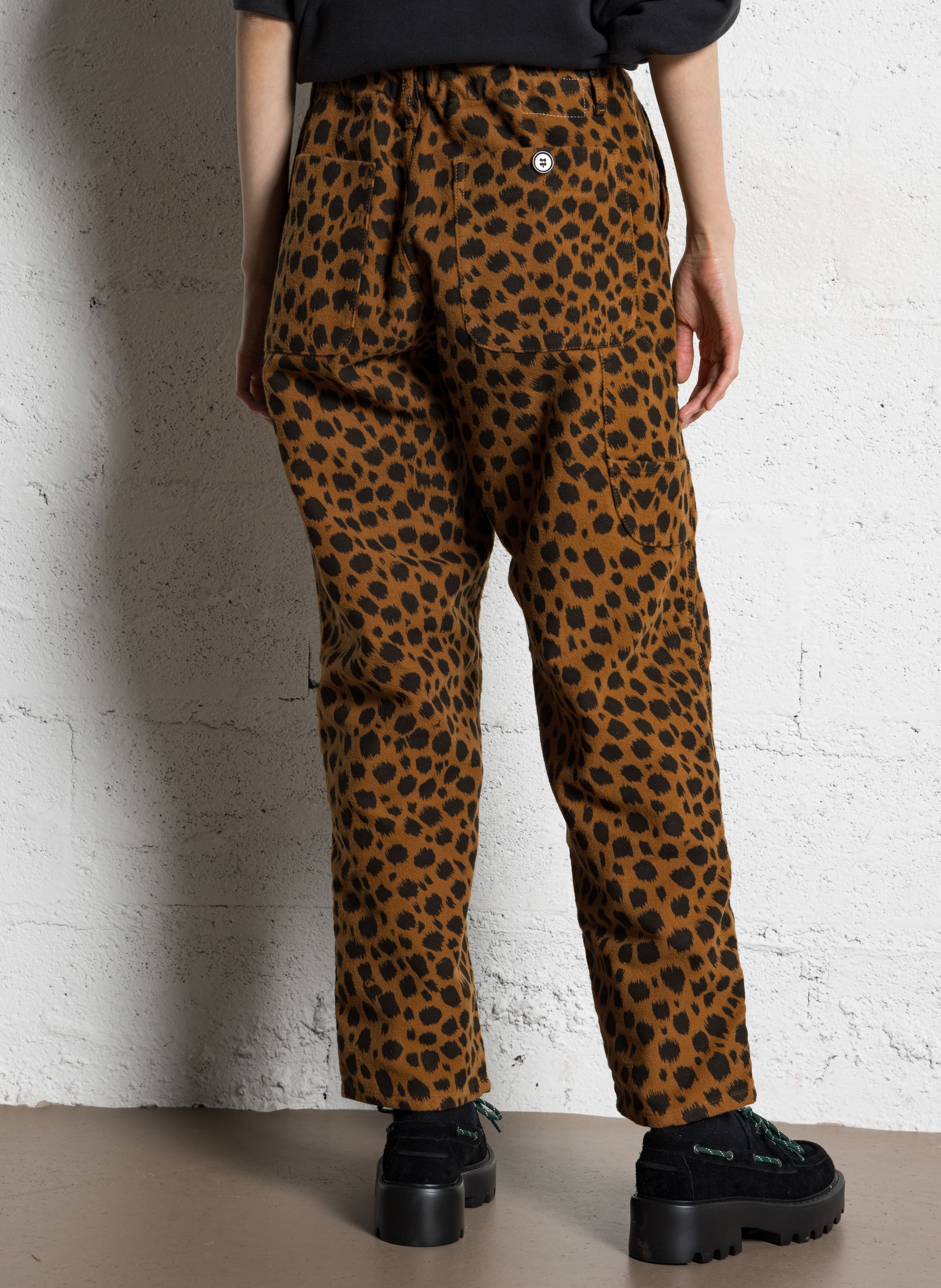 Straight-leg leopard print pants LEON & HARPER Brown