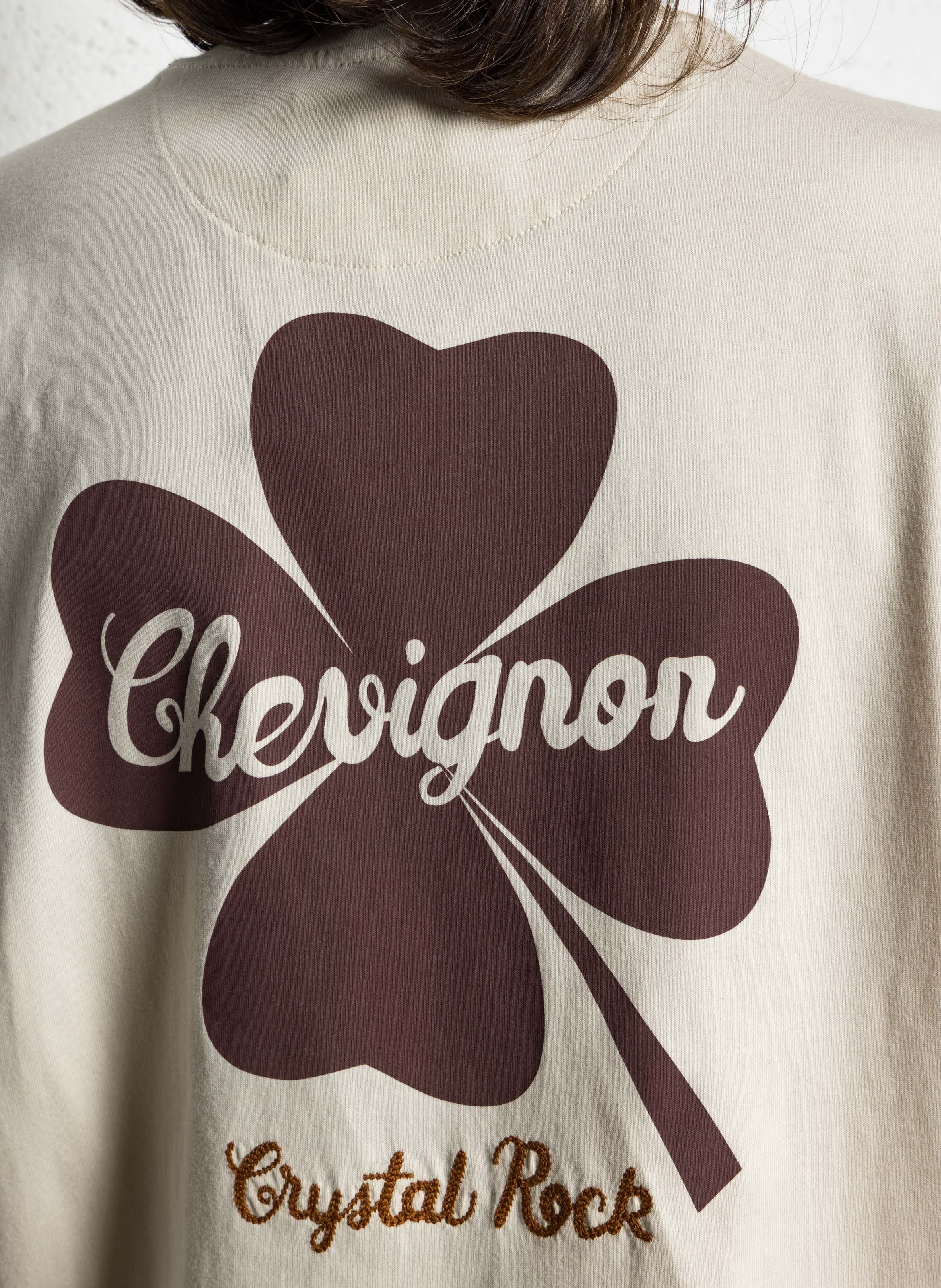 Oversized round neck T-shirt in organic cotton with screen printing CHEVIGNON White