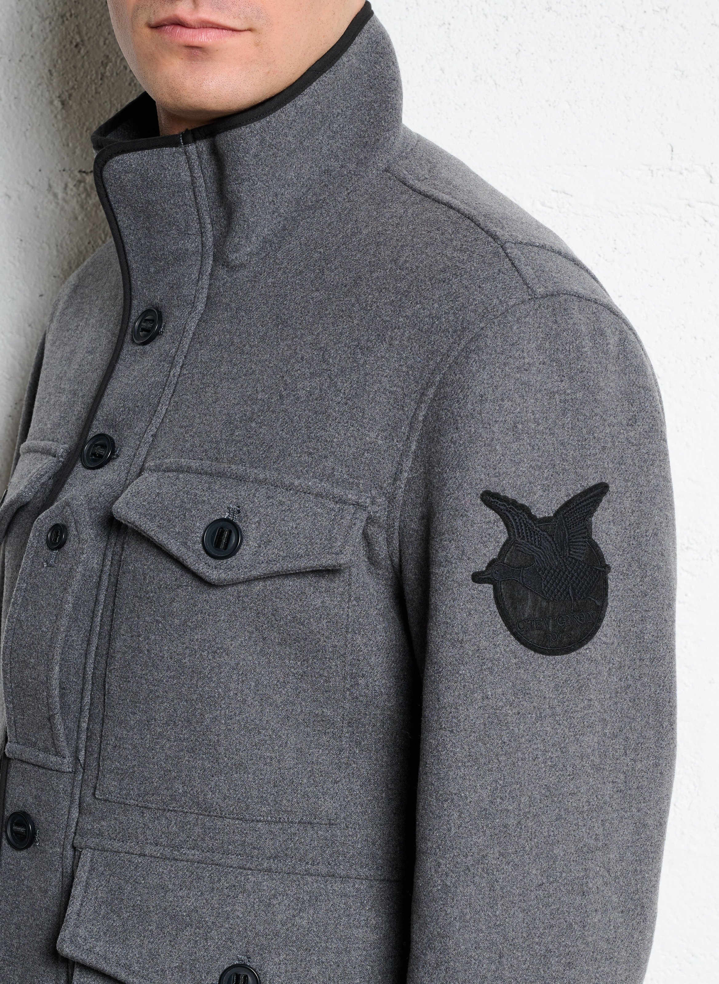 Manteau col montant en laine CHEVIGNON Gris