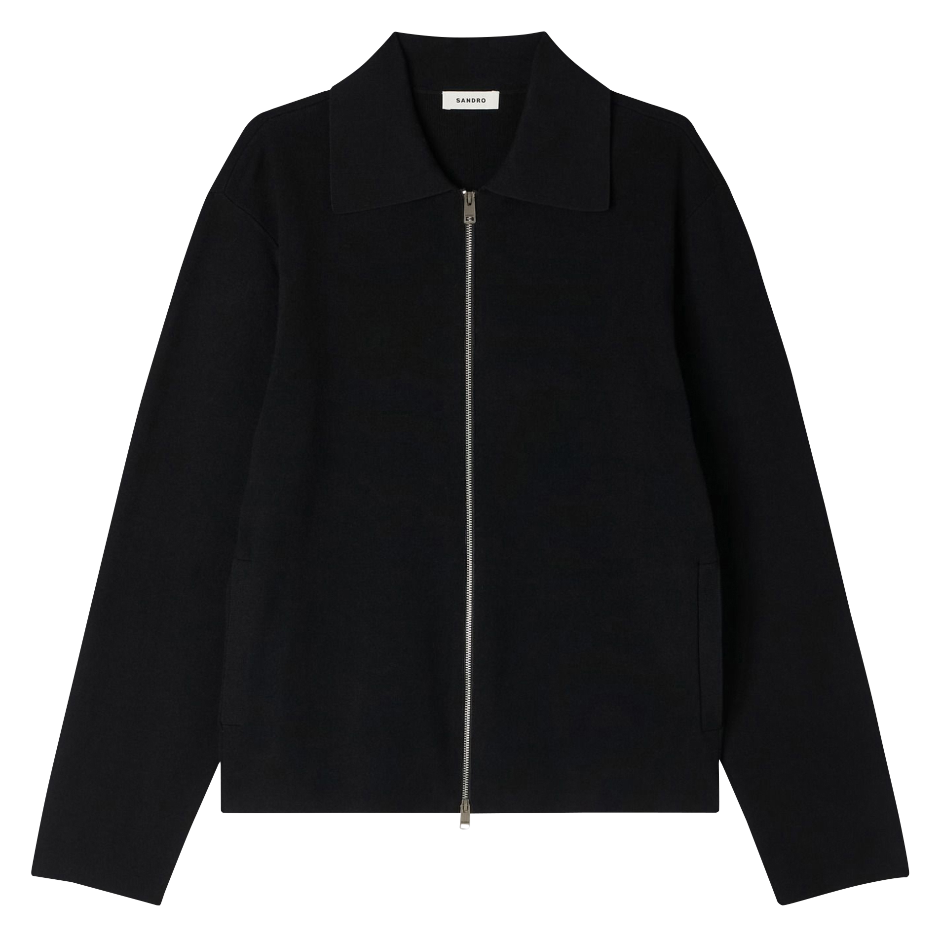 Cardigan droit zippé uni SANDRO Noir