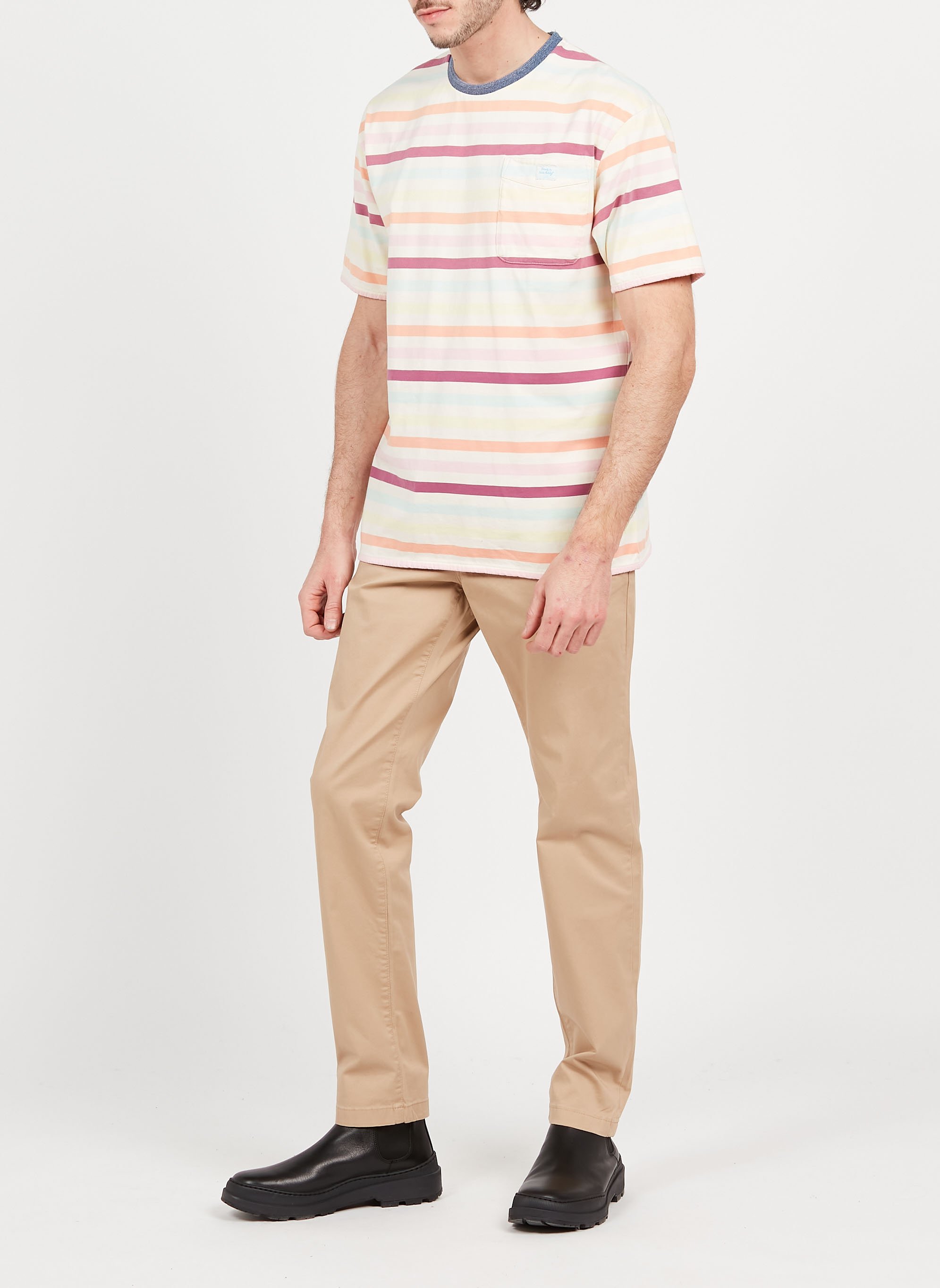 Regular-fit, gestreept katoenen T-shirt met ronde hals SCOTCH AND SODA Veelkleurig