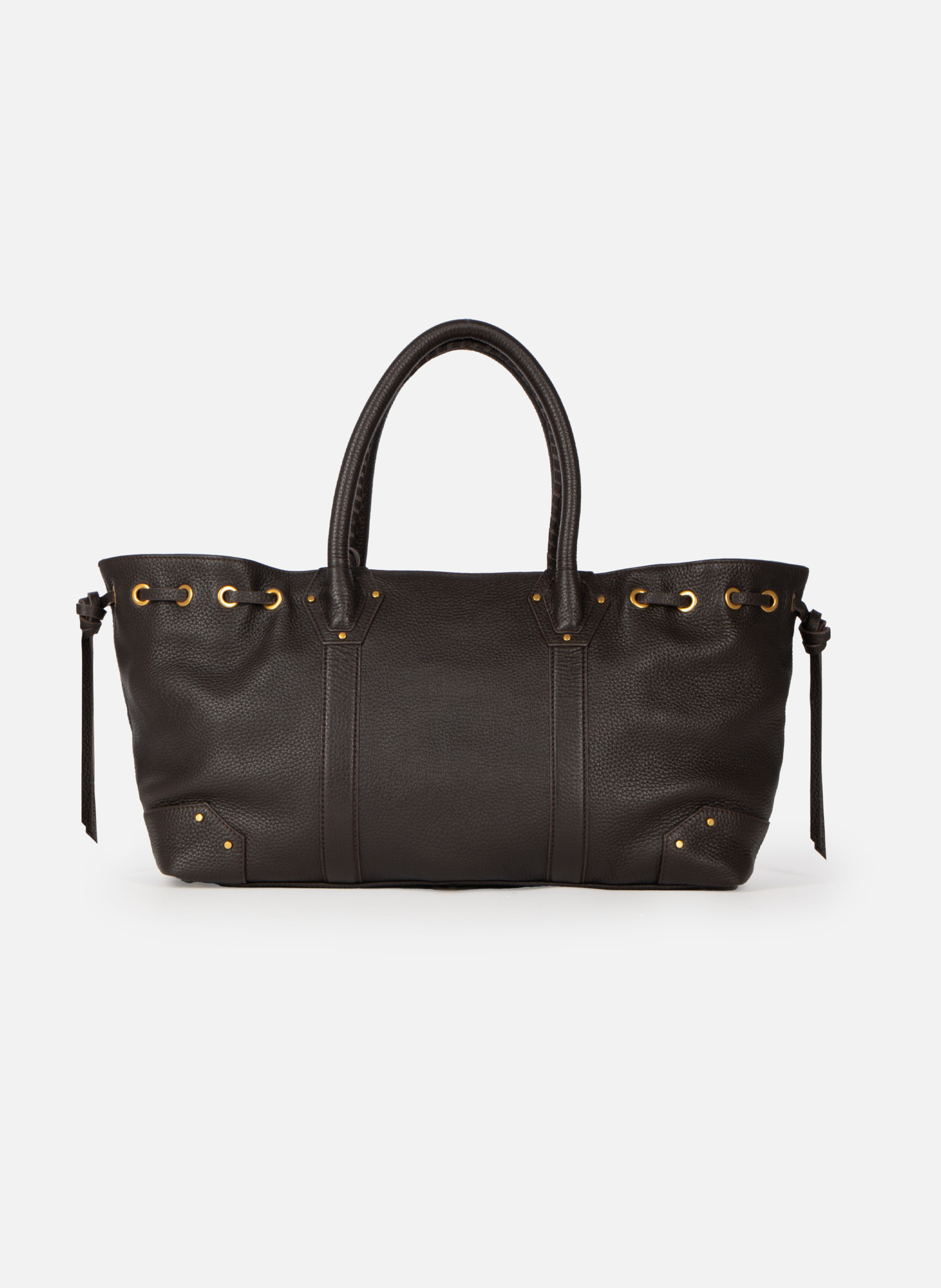 Ruched tote bag in grained leather THE KOOPLES Brown