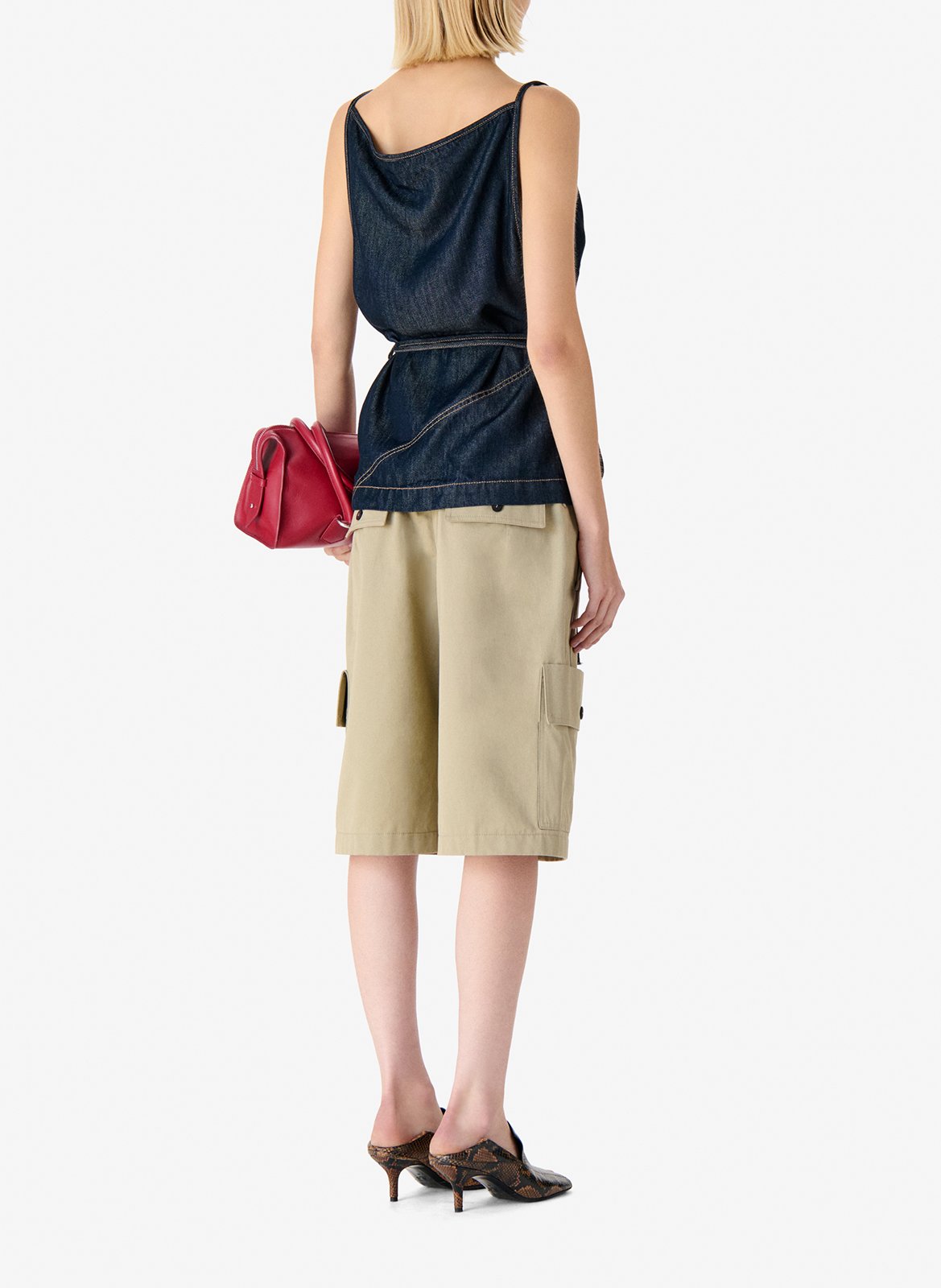 Top sans manches portefeuille en denim brut IRO Bleu