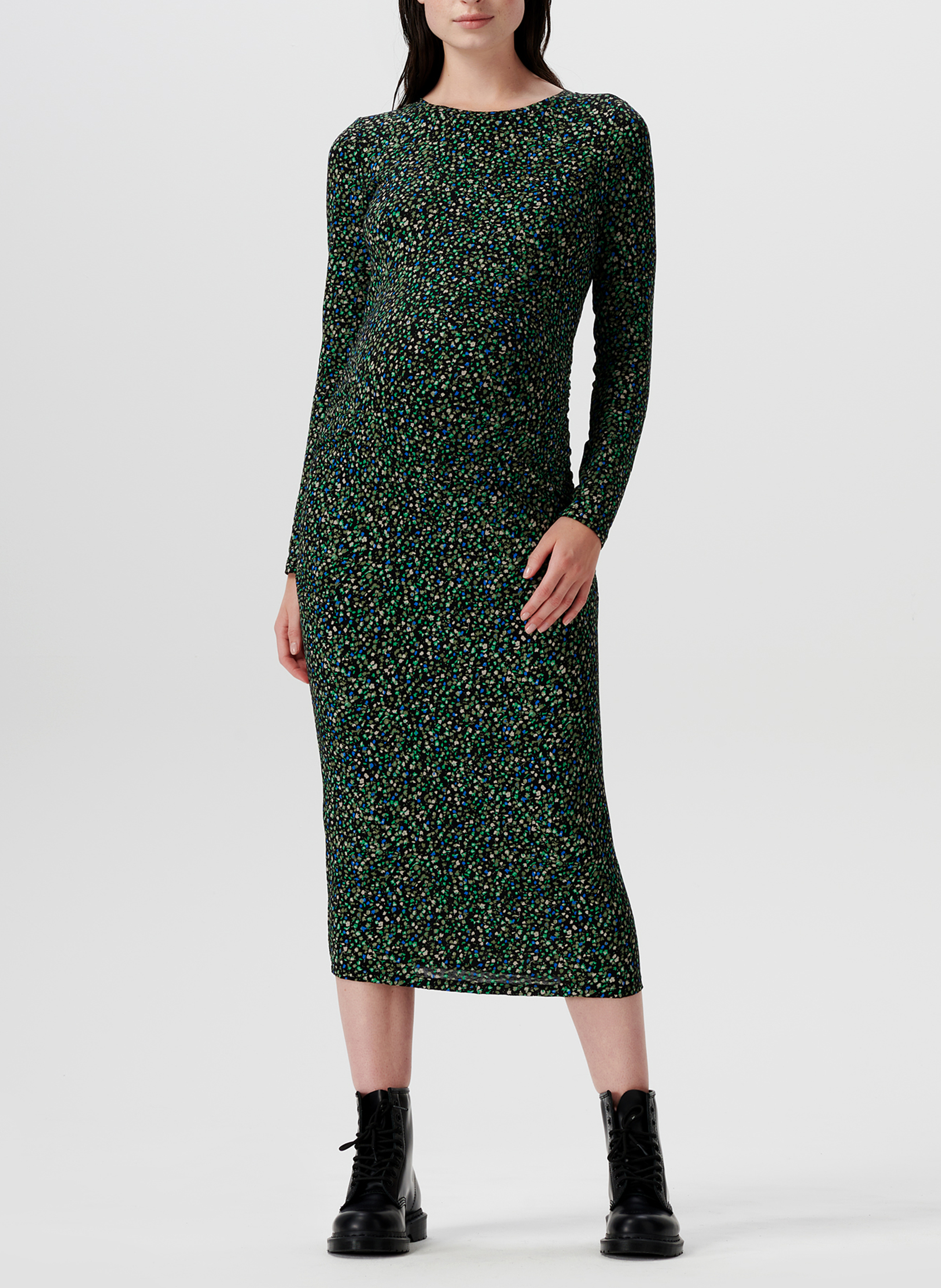 Robe longue imprimée de grossesse  SUPERMOM Noir