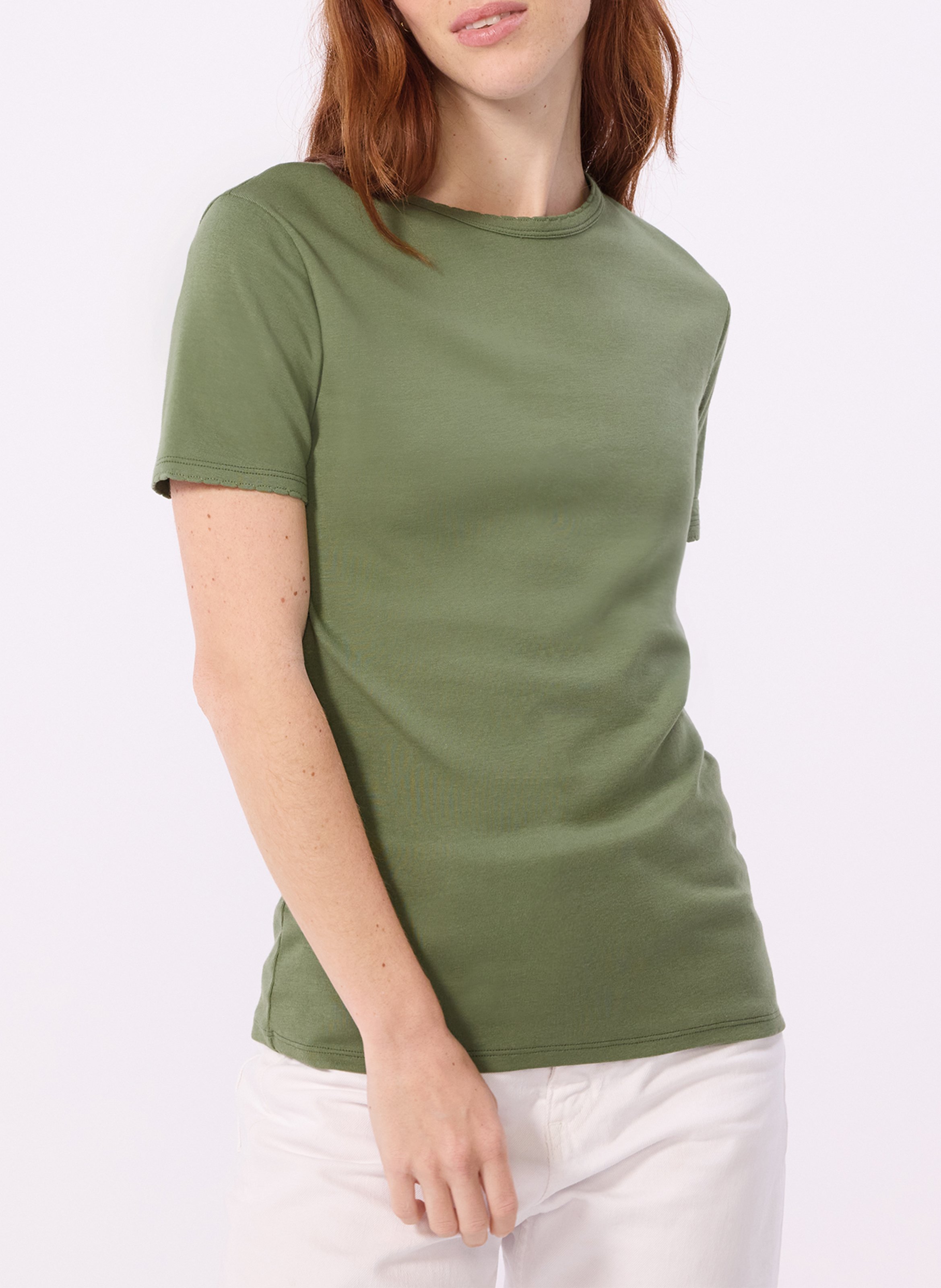 T-Shirt mit geradem Schnitt und kurzen einfarbigen Ärmeln PETIT BATEAU Khaki