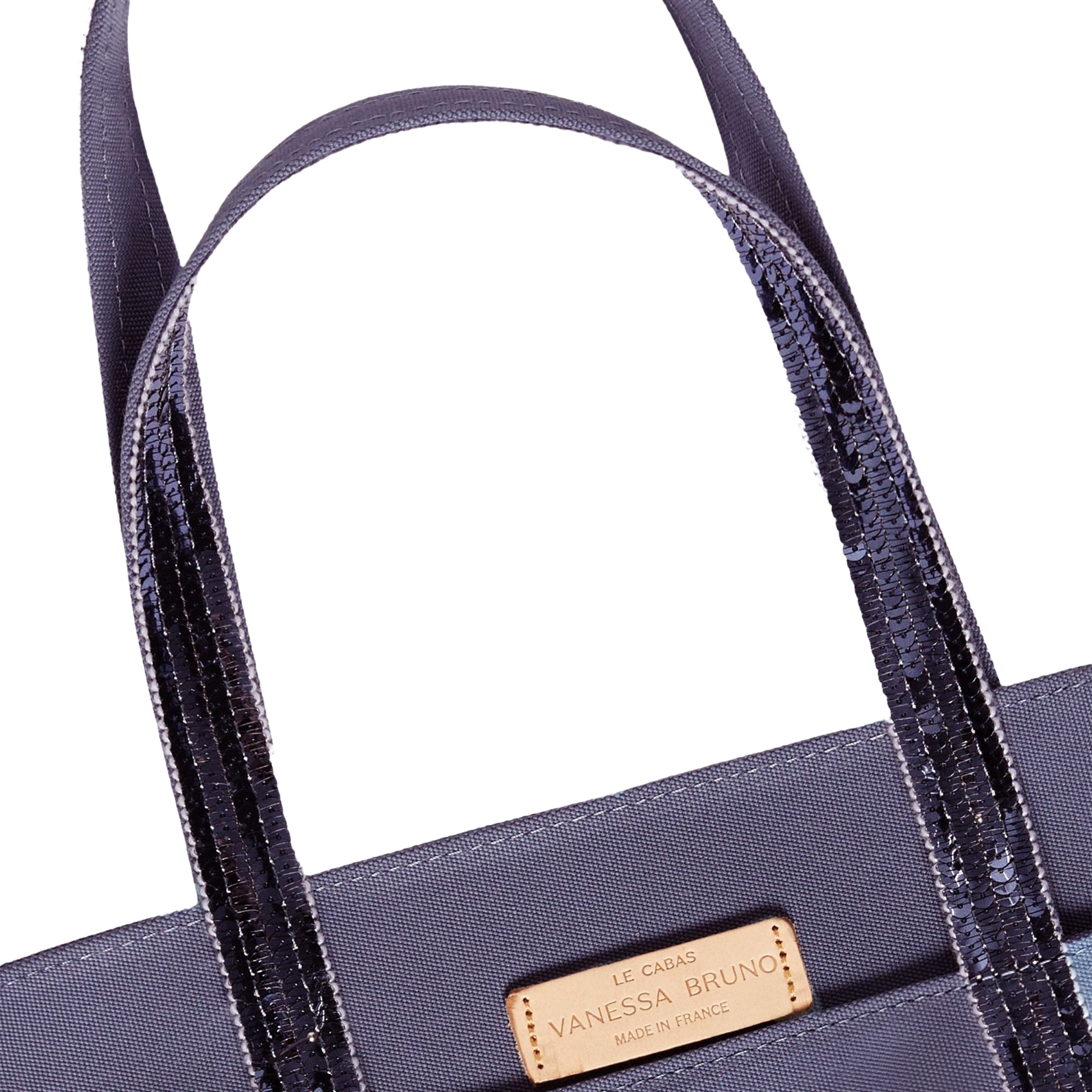 Shopper aus Baumwoll-Canvas mit Pailletten Blau