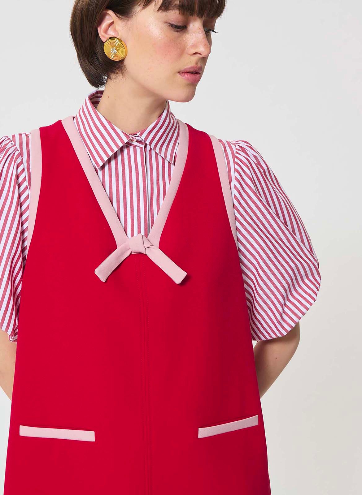 Jurk zonder mouwen met V-hals TARA JARMON Rood