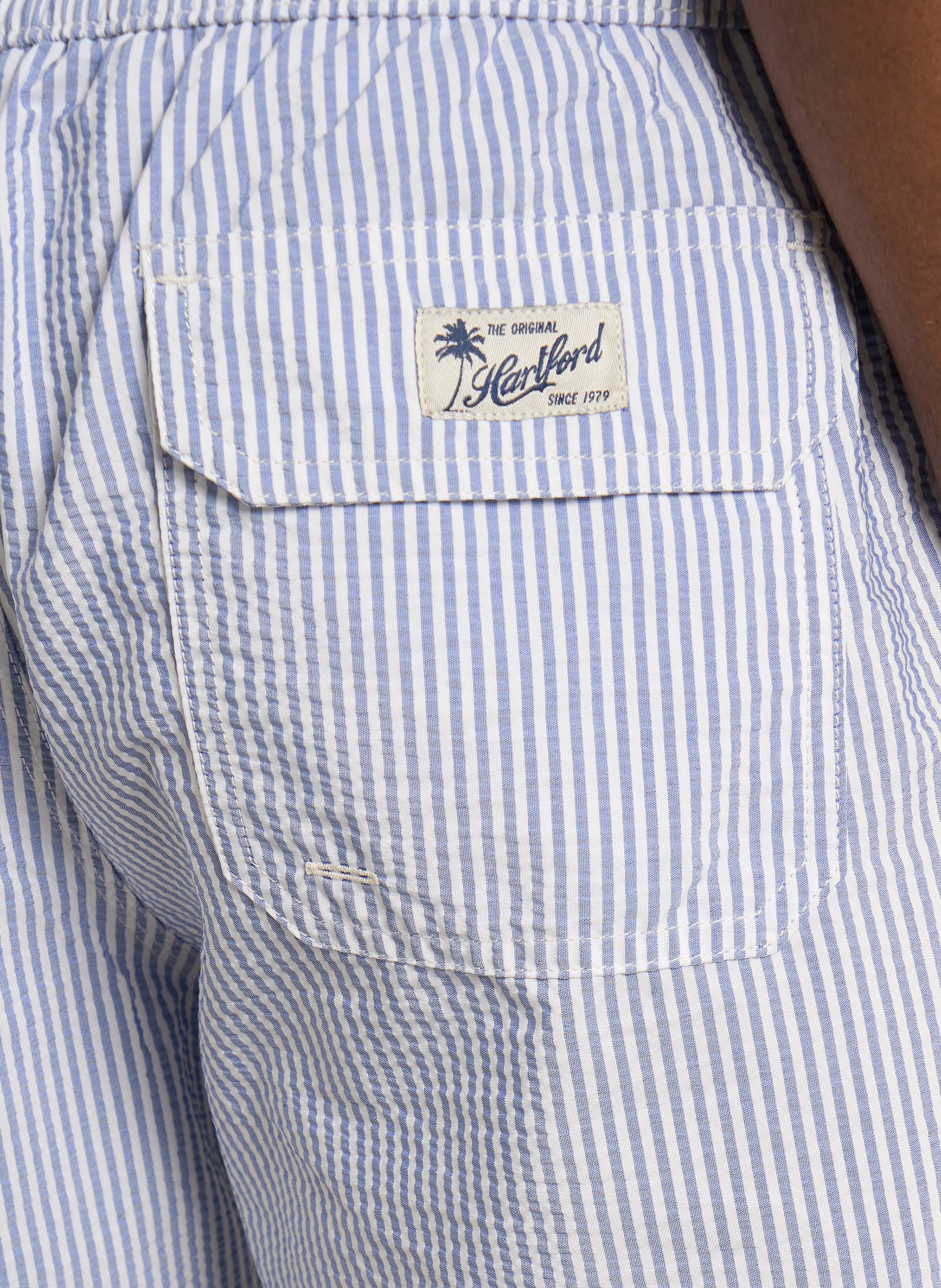 Striped straight swim shorts HARTFORD Blue