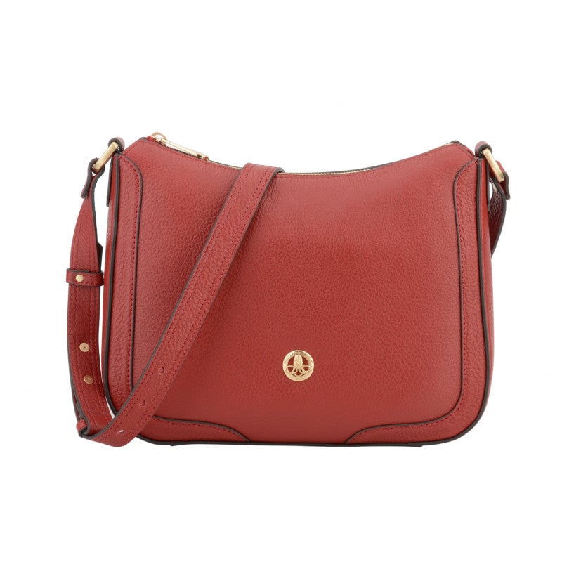 Crossbody bag in cowhide leather Red