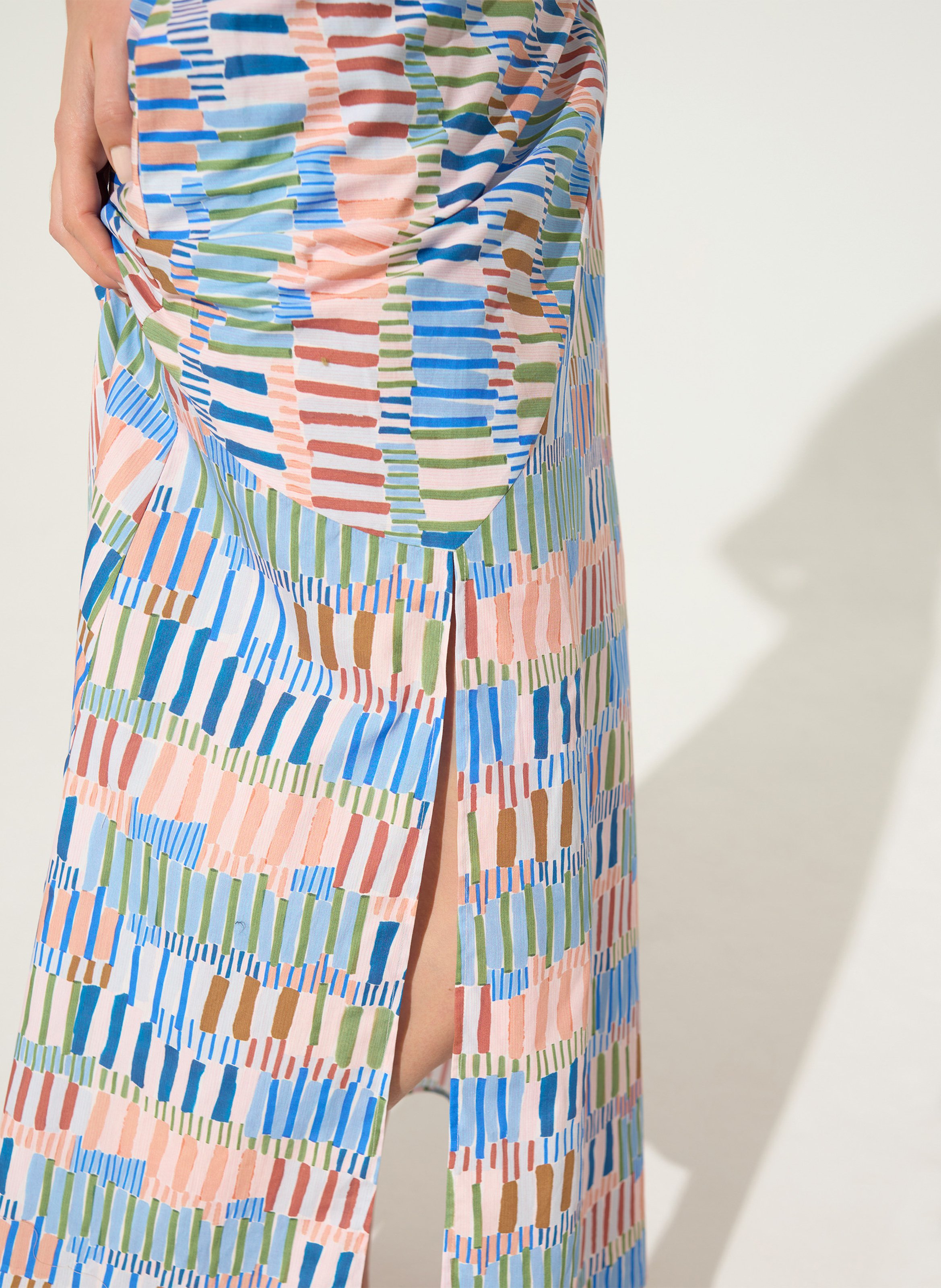 Jupe longue en coton imprimé COTELAC ACOTE Bleu