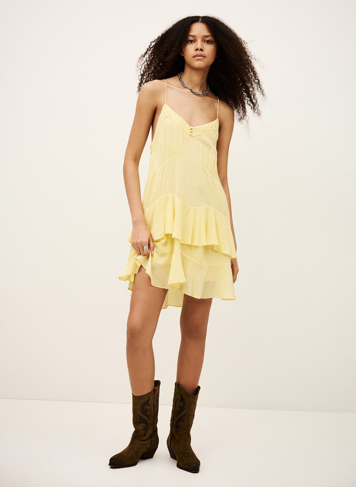 Robe courte col v  BA&SH Beige