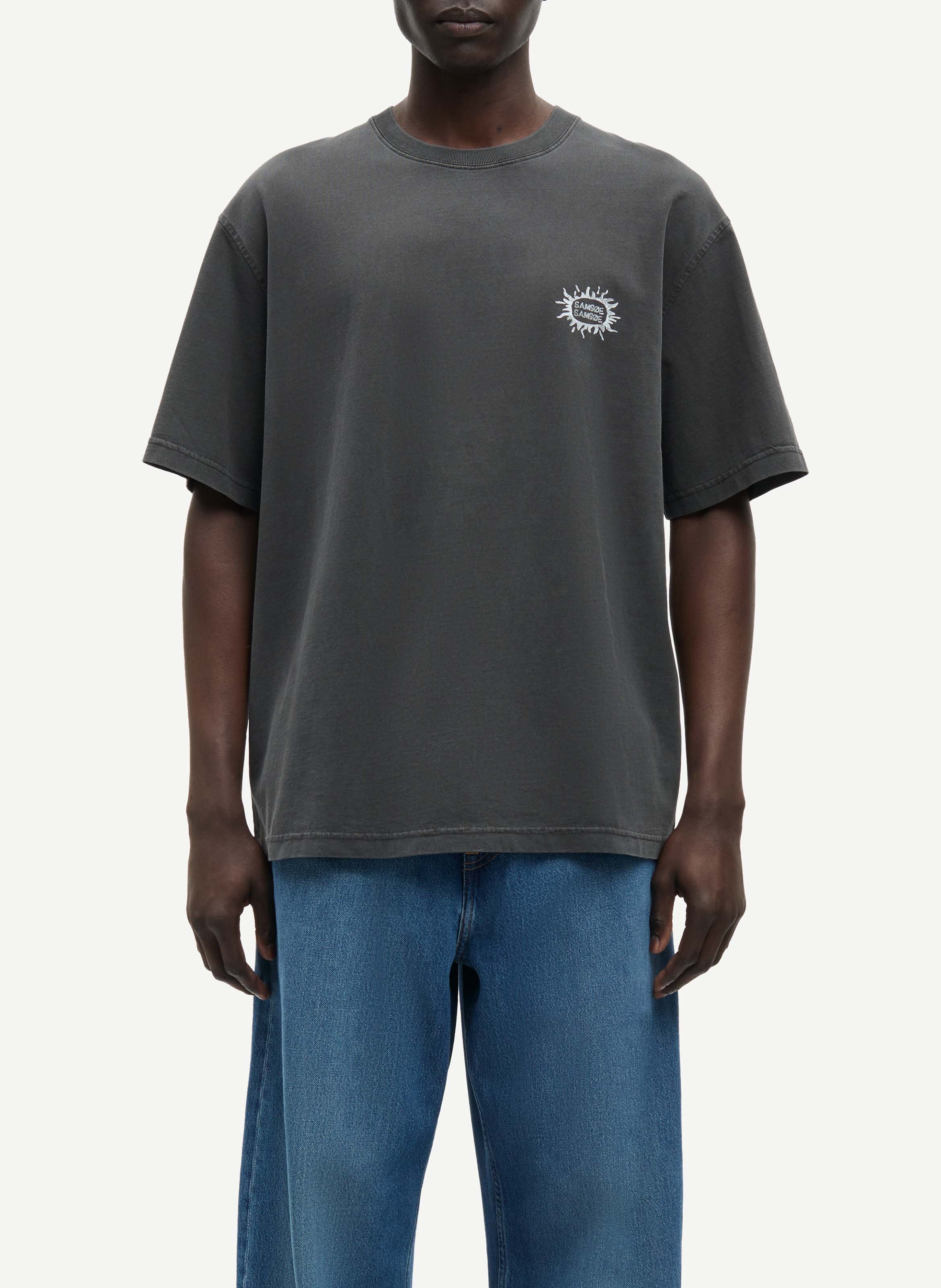 Wijd T-shirt met ronde hals en zeefdruk SAMSOE SAMSOE Grijs