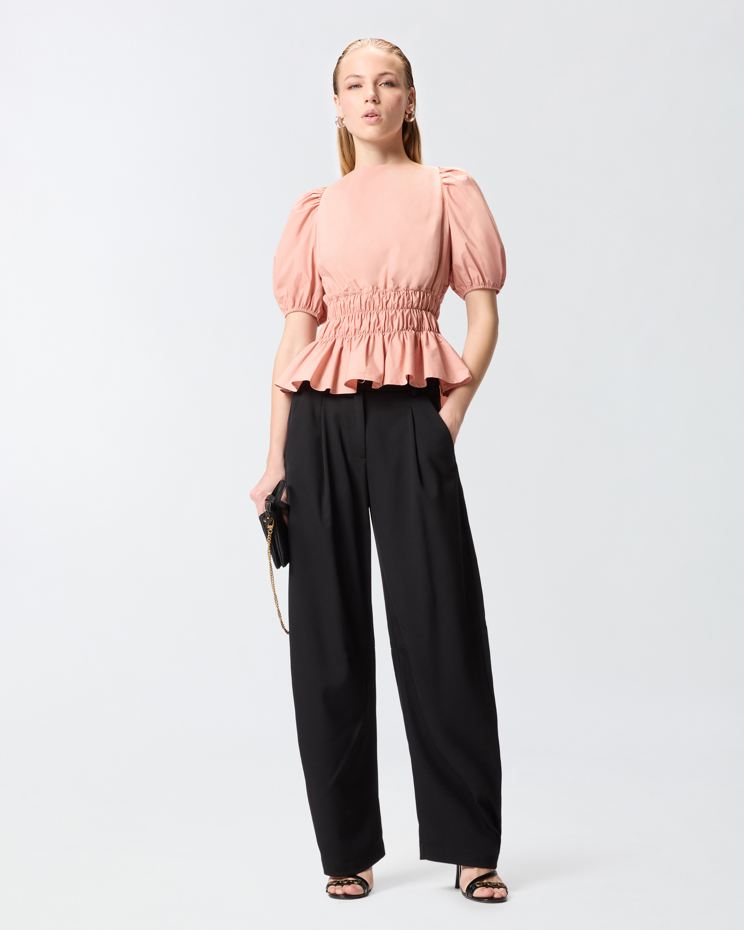 Haut cropped dos nu volanté PINKO Rose